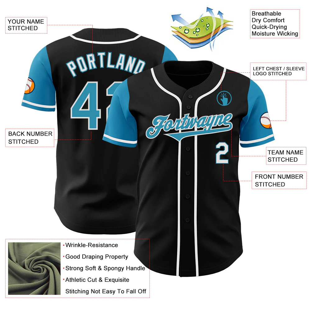 Custom Black Panther Blue-White Authentic Two Tone Baseball Jersey - Image 3