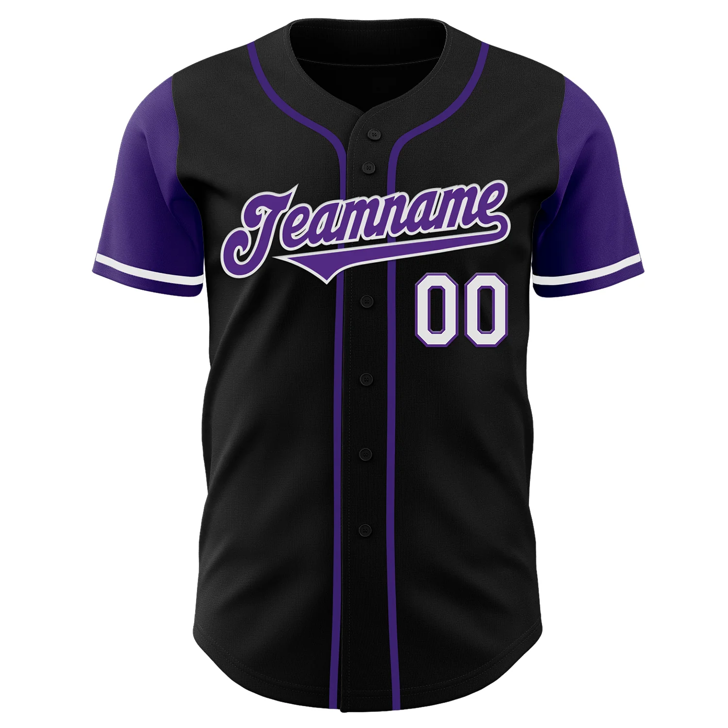 Custom Black Purple-White Authentic Two Tone Baseball Jersey - Image 2