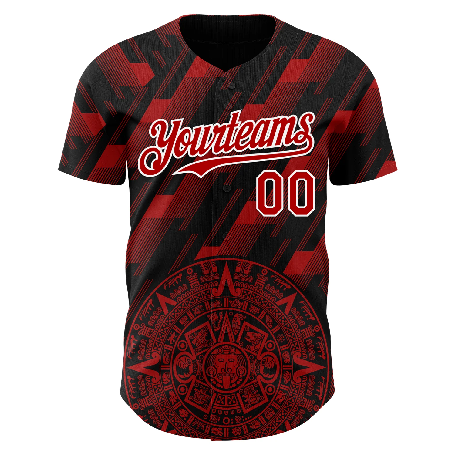 Custom Black Red-White 3D Mexico Authentic Baseball Jersey - Image 2