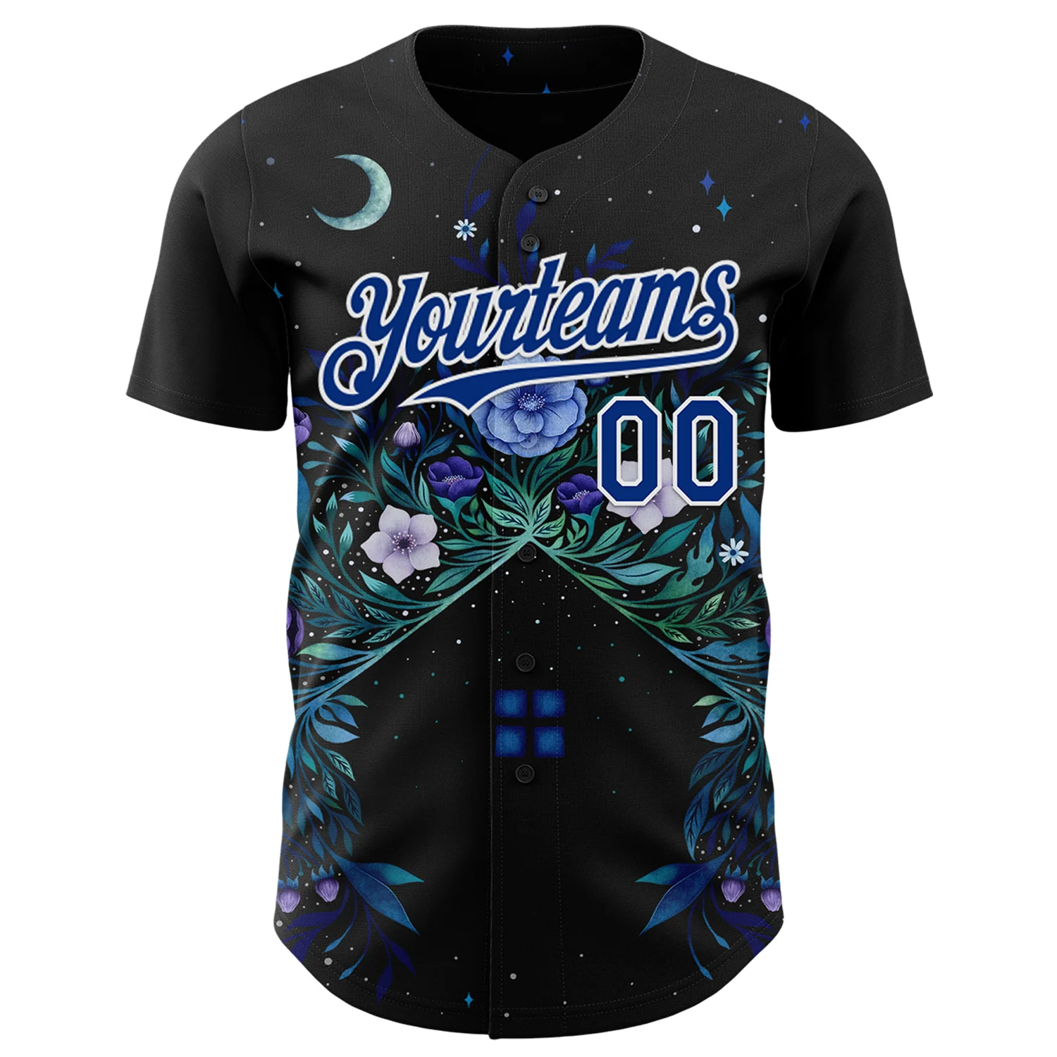 Custom Black Royal-White Episodic Drawing Bloom Authentic Baseball Jersey - Image 2