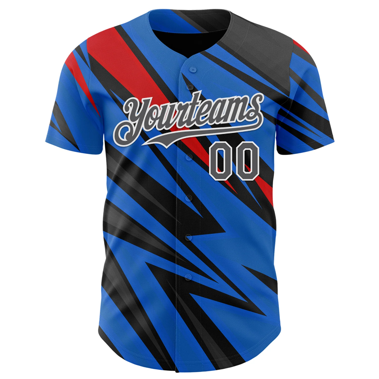Custom Black Steel Gray White Blue-Red Car Racing Formula Auto Motorsport Authentic Baseball Jersey - Image 2