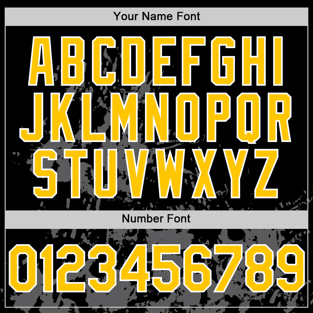 Custom Black Yellow White-Gray Splatter Authentic Baseball Jersey - Image 5