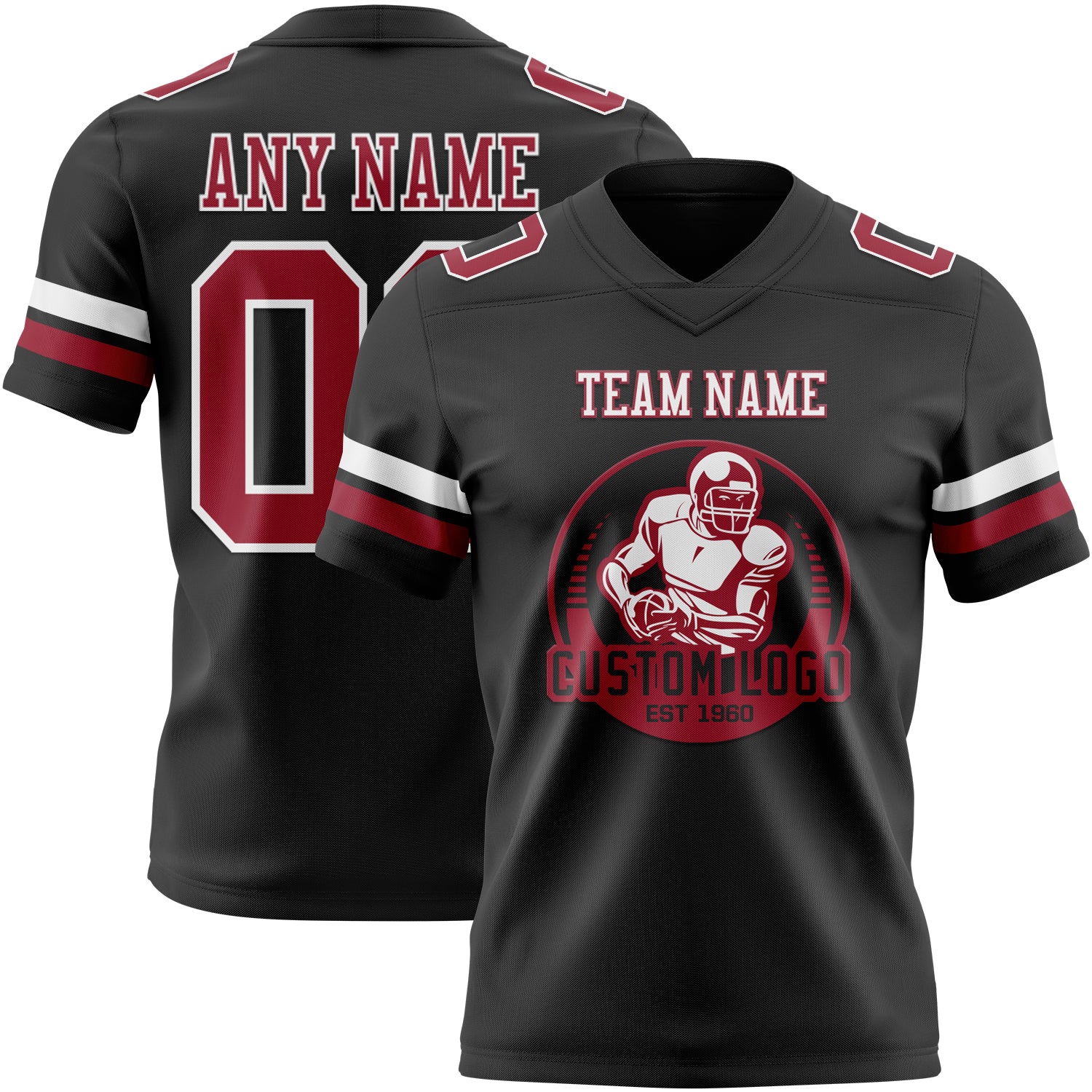 Custom Black Cardinal-White Authentic Football Jersey - Image 2