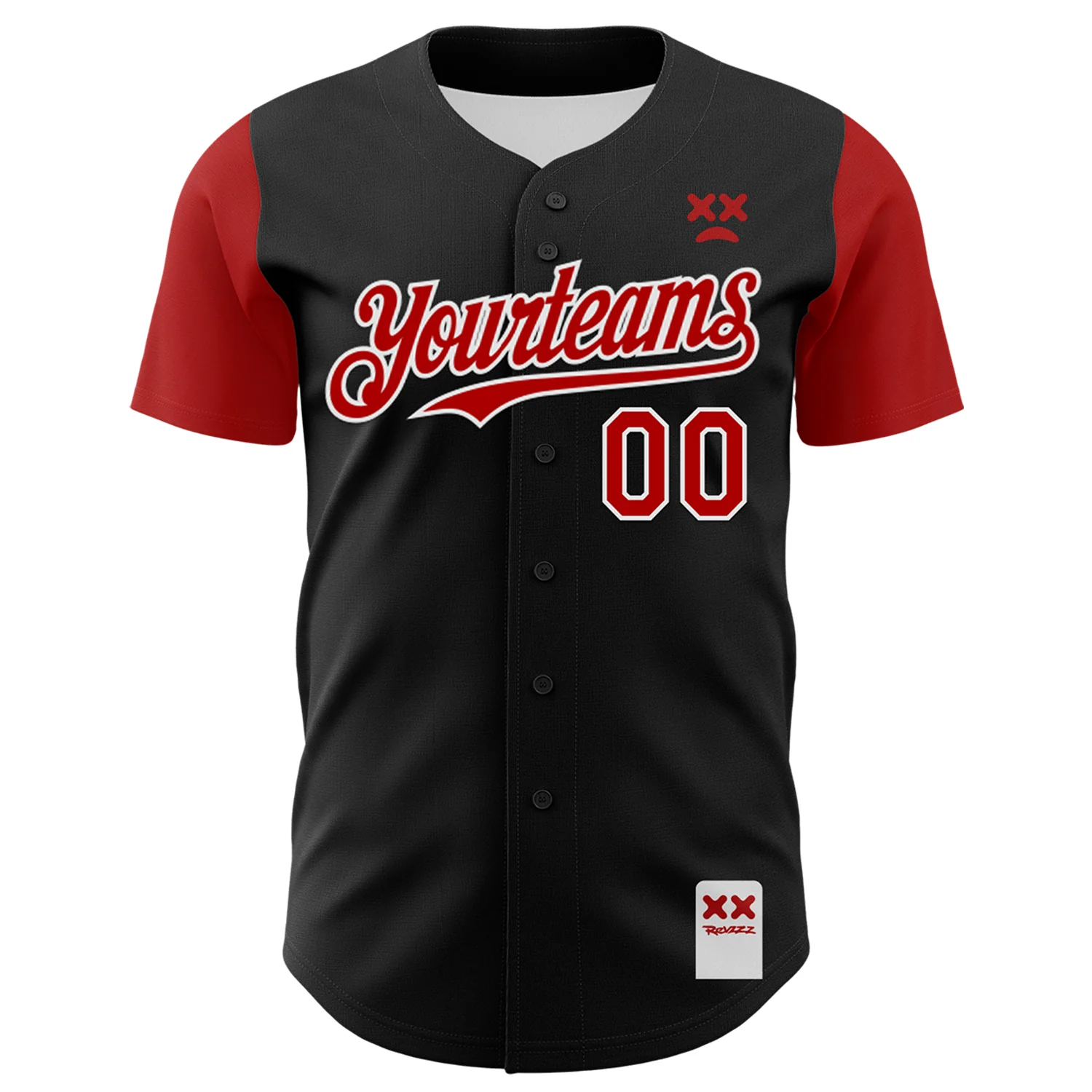 Custom Black Red-White 3D Revzzz Da Revzzz Authentic Baseball Jersey - Image 2
