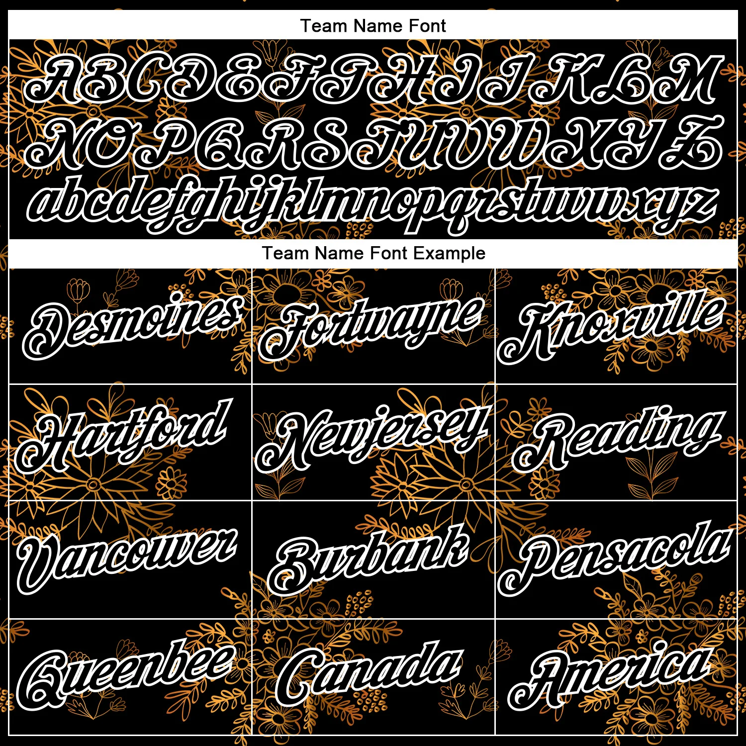 Custom Stitched Black White 3D Pattern Design Golden Subtle Floral Sports Pullover Sweatshirt Hoodie - Image 3