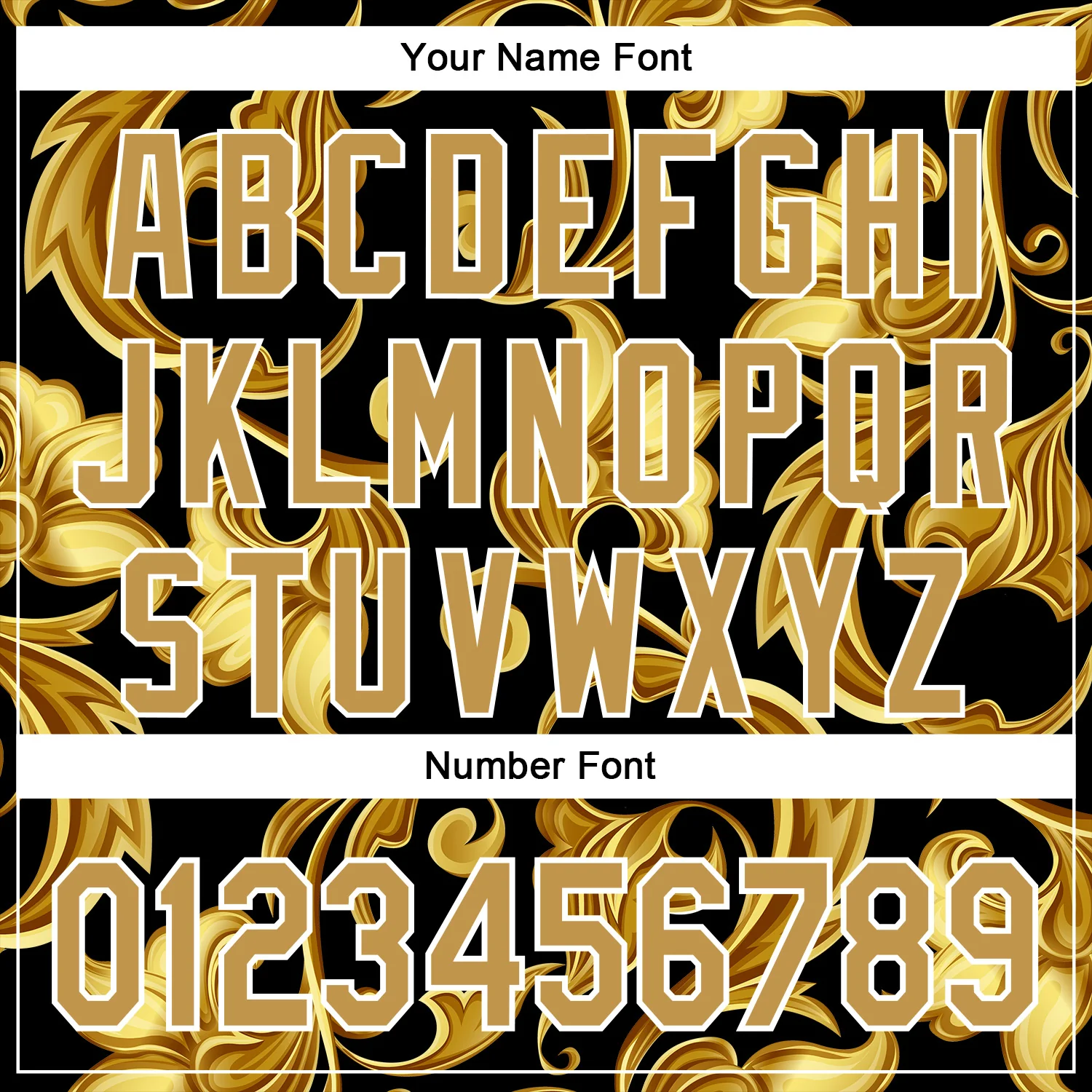 Custom Stitched Black Old Gold-White 3D Pattern Design Golden Subtle Floral Sports Pullover Sweatshirt Hoodie - Image 4