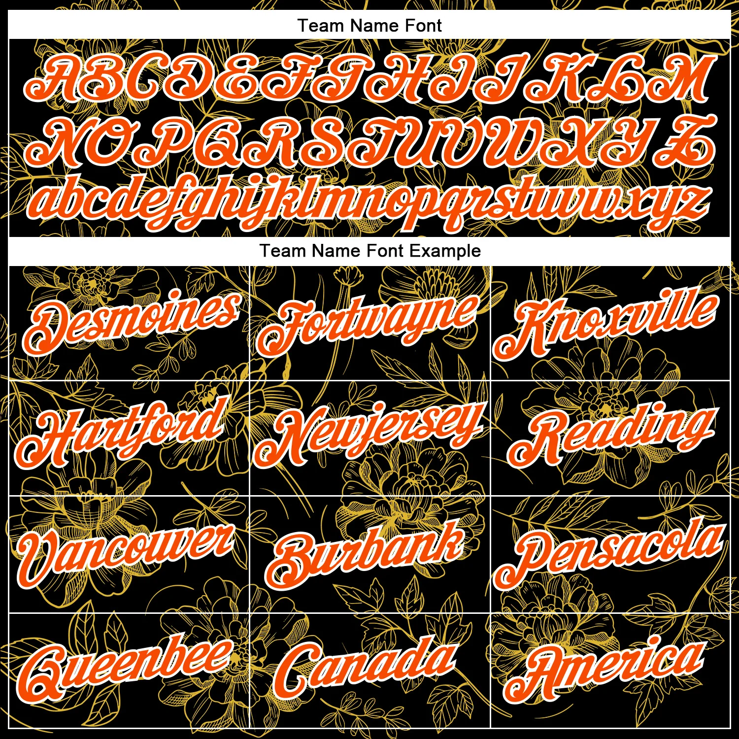 Custom Stitched Black Orange-White 3D Pattern Design Golden Subtle Floral Sports Pullover Sweatshirt Hoodie - Image 3