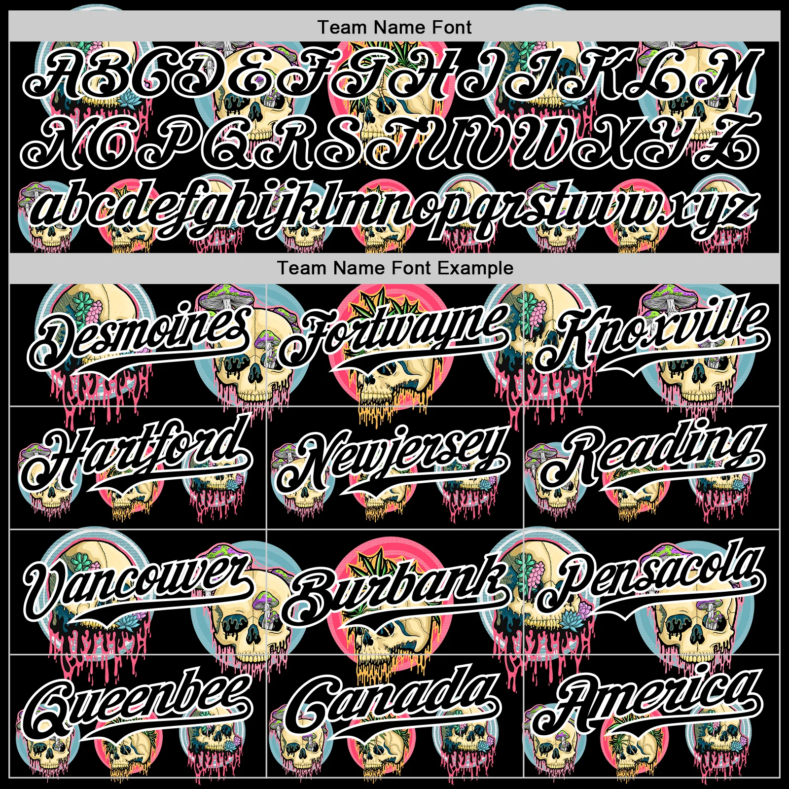 Custom Black White 3D Illymakes Drippy Skulls Authentic Baseball Jersey - Image 4