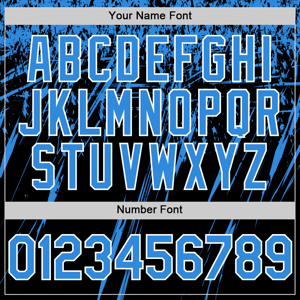 Custom Black Powder Blue-White Splash Bomber Full-Snap Varsity Letterman Hoodie Jacket - Image 6