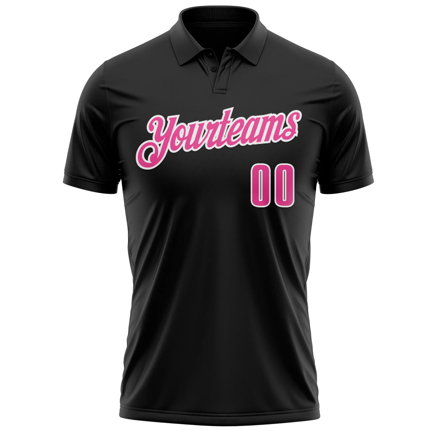 Custom Black Pink-White 3D Pink Ribbon Breast Cancer Awareness Performance Polo Shirt - Image 2