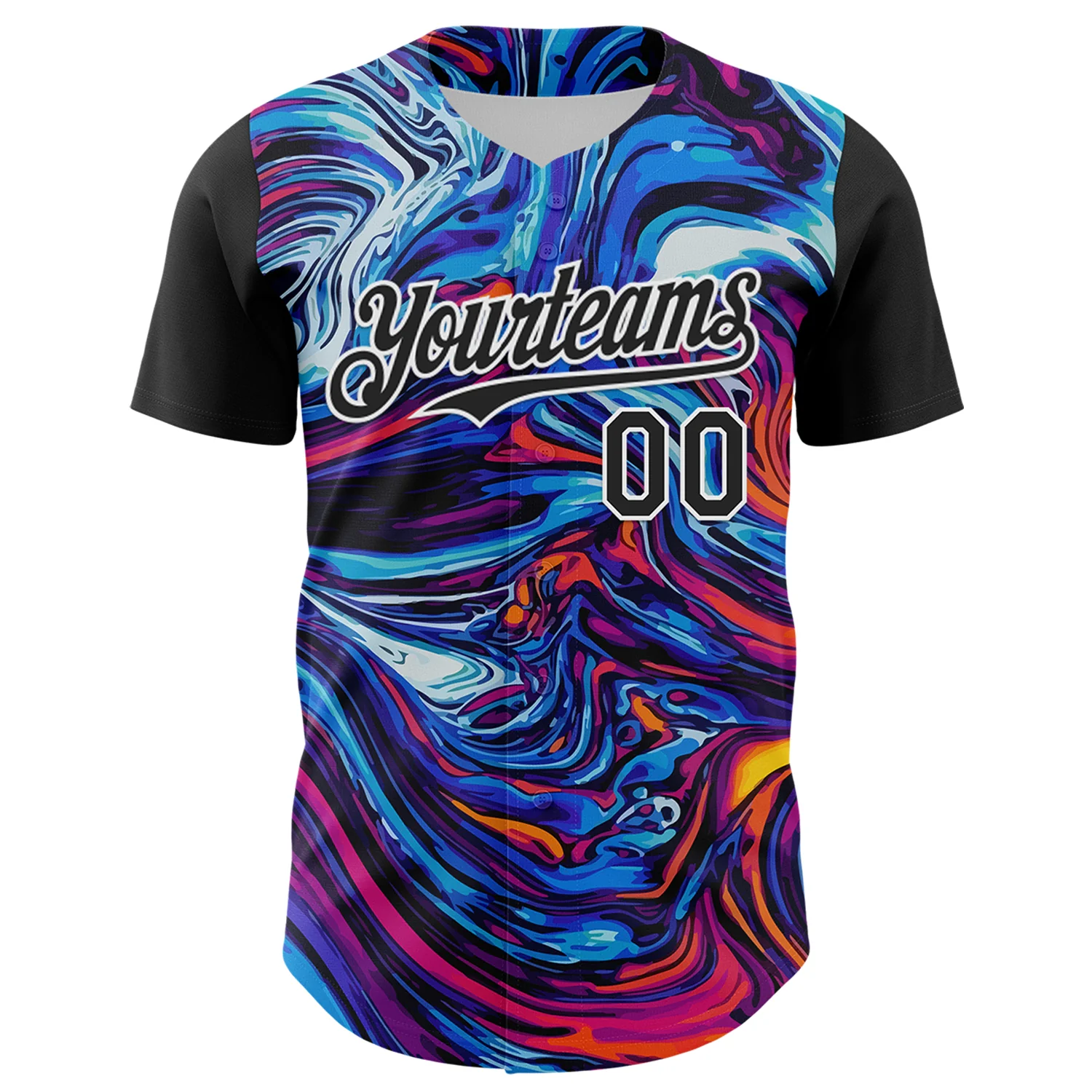 Custom Black White 3D Pattern Design Burner Costumes Lava Authentic Baseball Jersey - Image 2