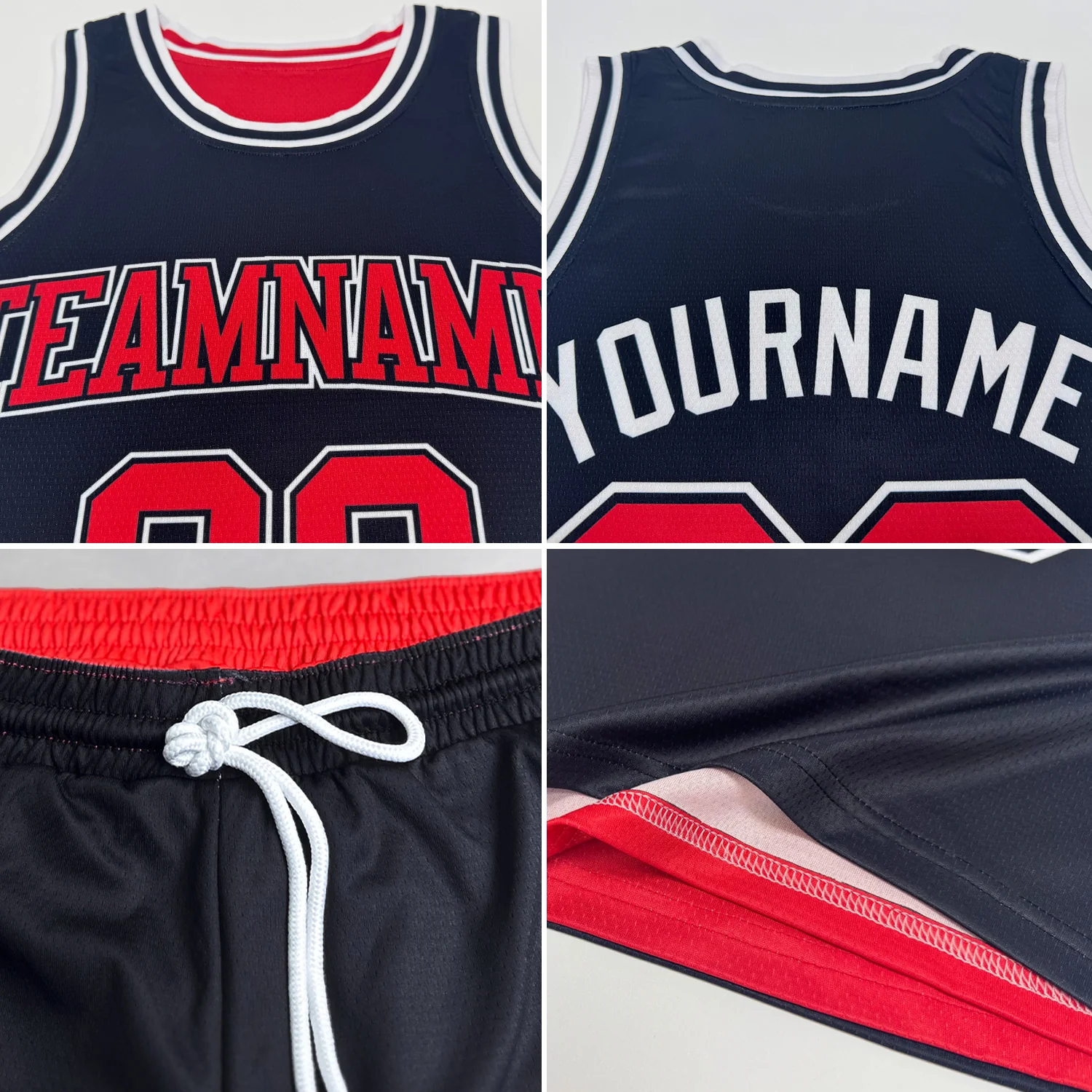 Custom Reversible Black Orange-White Double Side Sublimation Basketball Suit Jersey - Image 3
