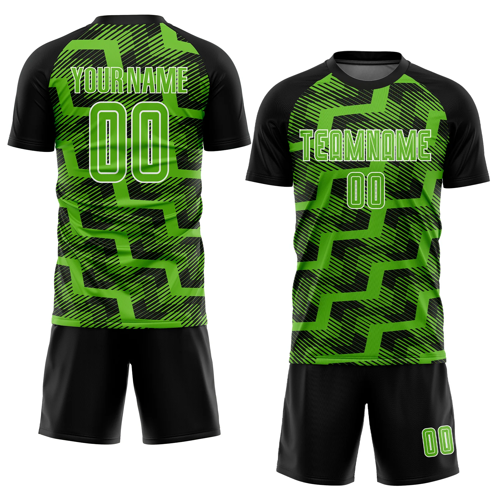Custom Black Aurora Green-White Line Sublimation Soccer Uniform Jersey - Image 2