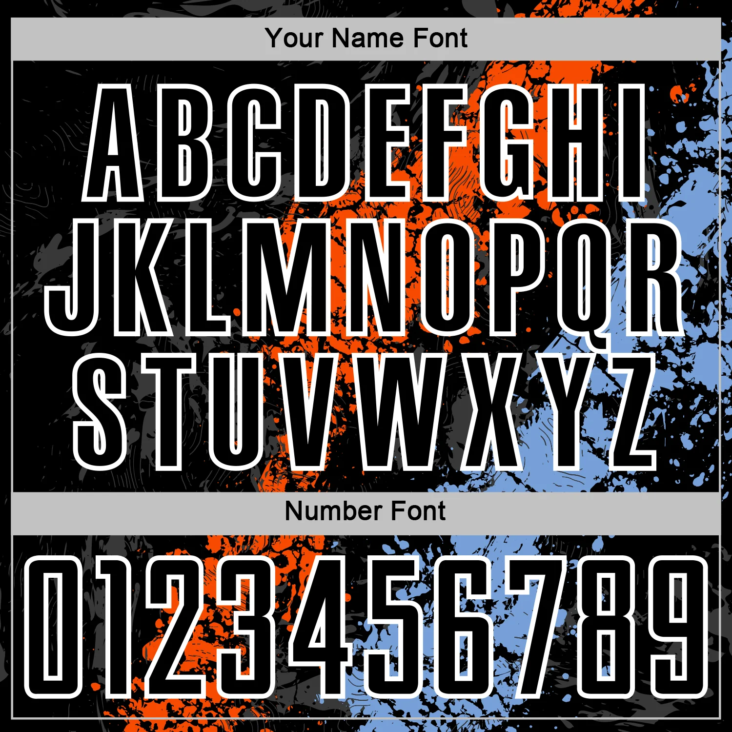 Custom Black White Orange-Powder Blue Dripping Splatter Cracked Texture Sublimation Soccer Uniform Jersey - Image 6