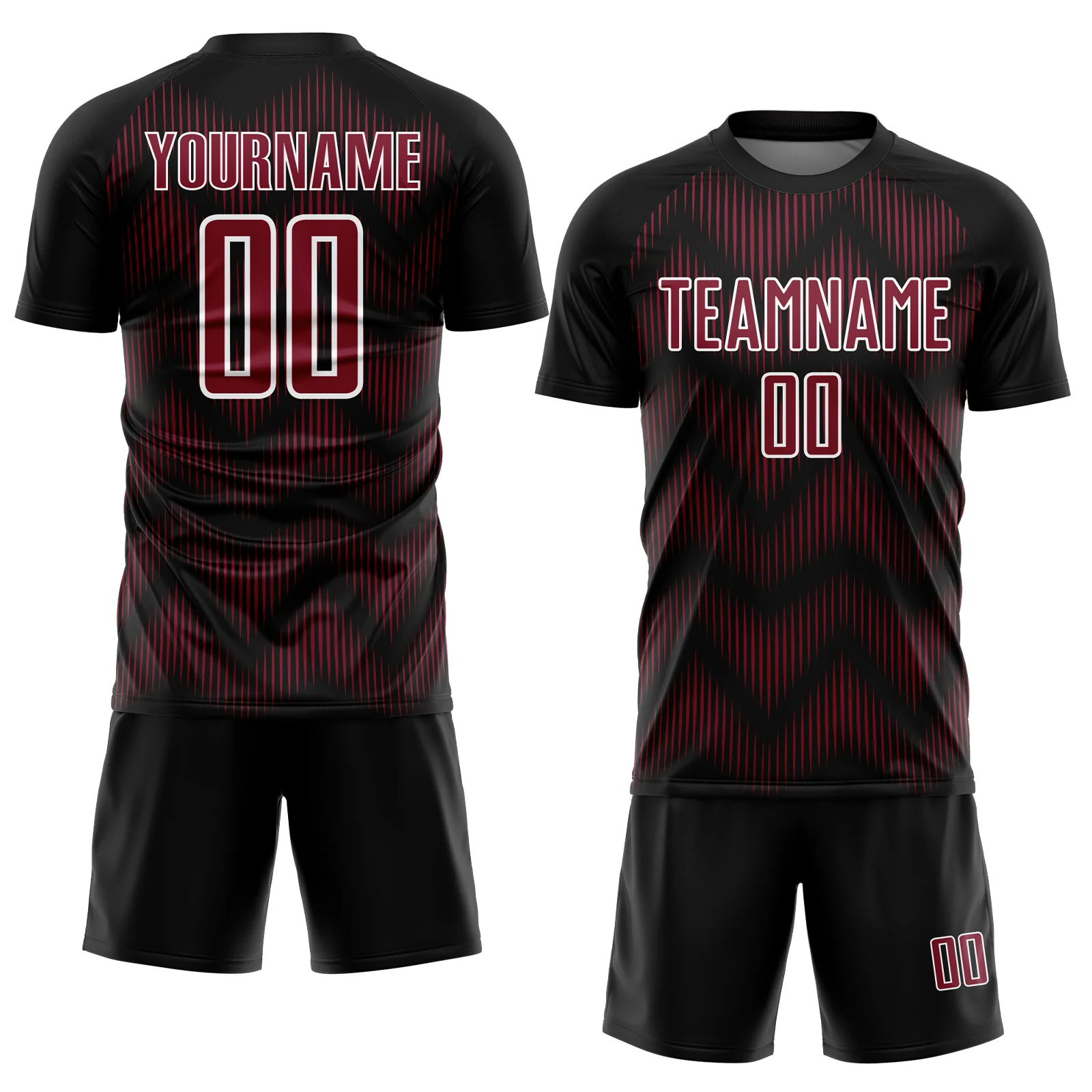 Custom Black Crimson-White Line Sublimation Soccer Uniform Jersey - Image 2