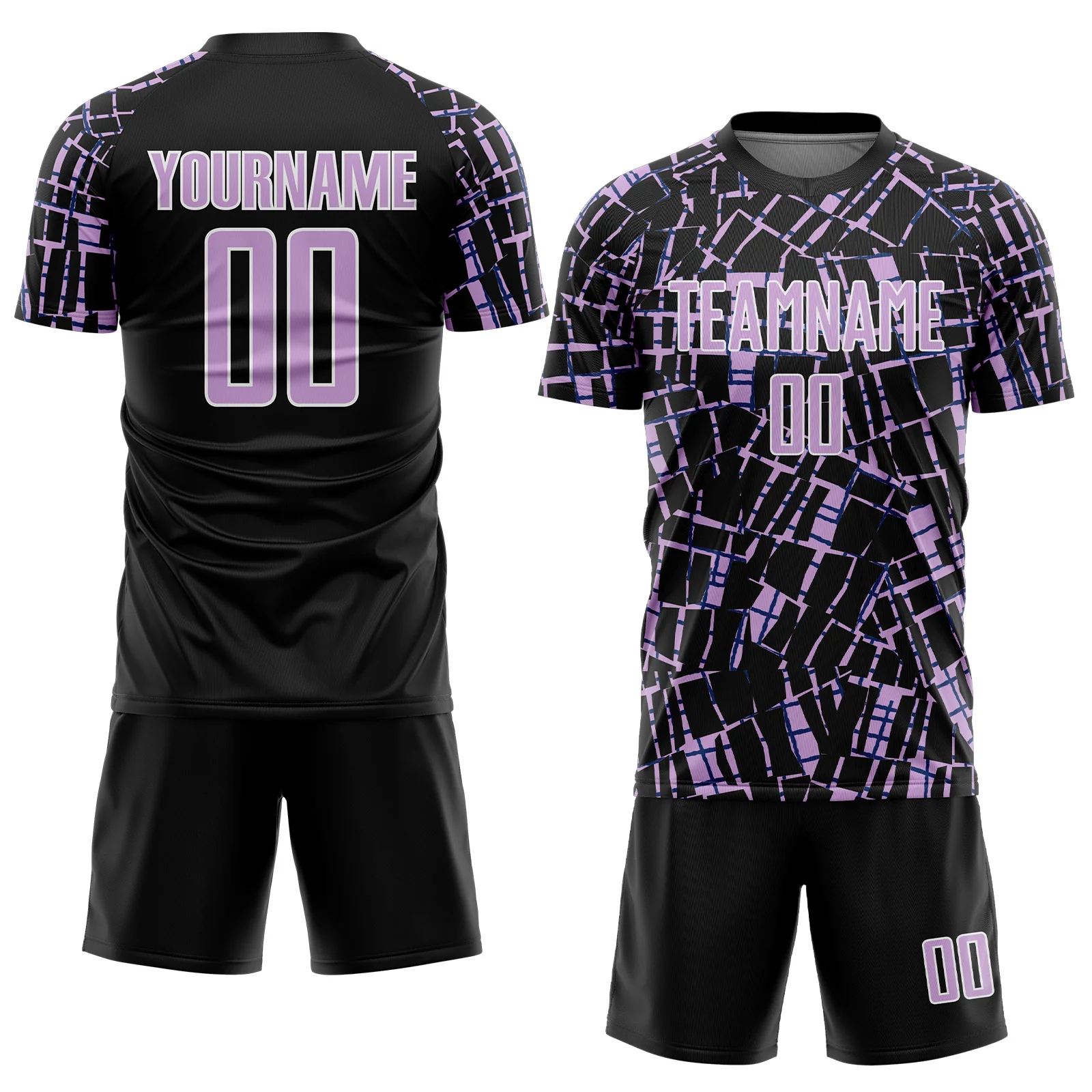 Custom Black Light Purple-White Abstract Line Sports Sublimation Soccer Uniform Jersey - Image 2