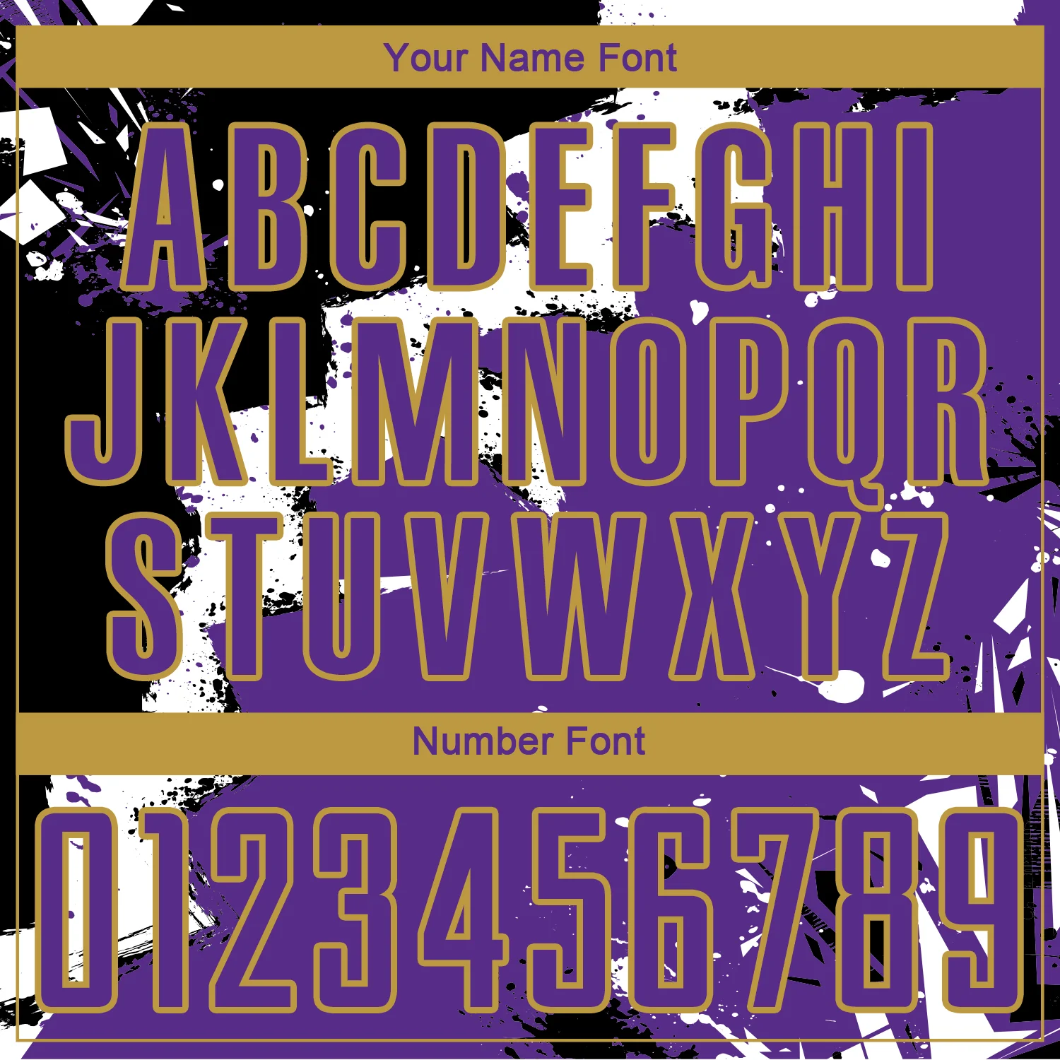 Custom Black Purple-Old Gold Spalsh Sublimation Soccer Uniform Jersey - Image 6