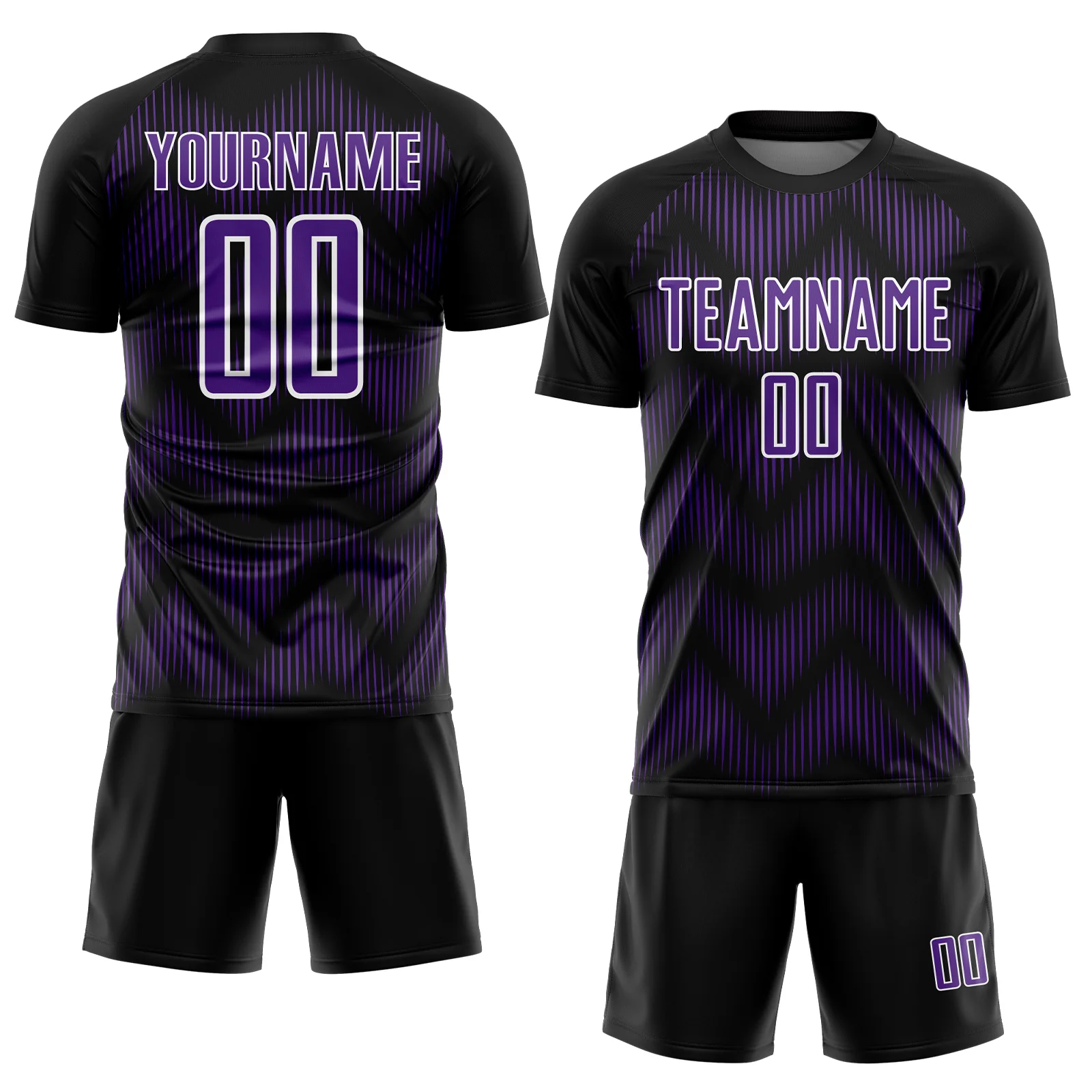 Custom Black Purple-White Line Sublimation Soccer Uniform Jersey - Image 2