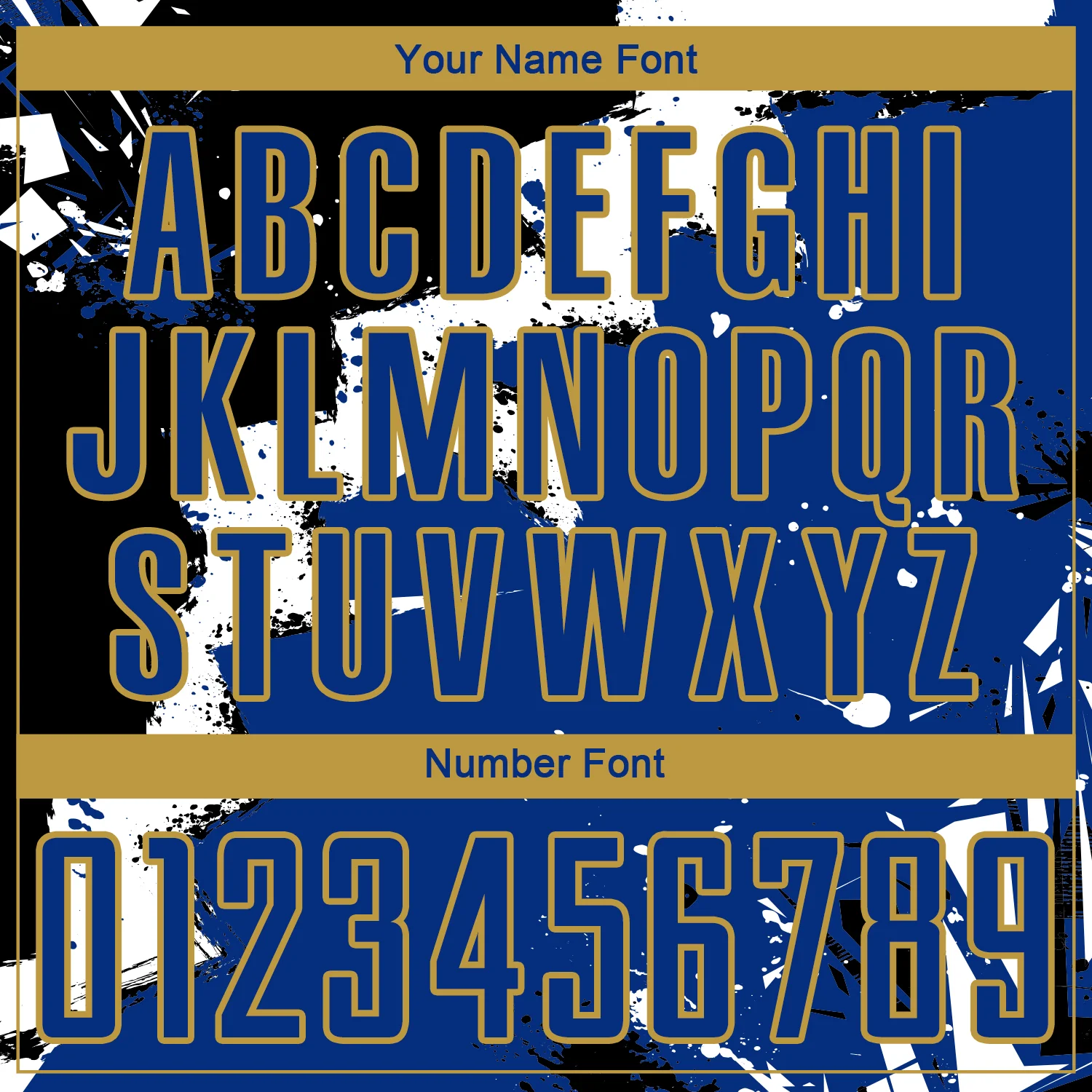 Custom Black Royal-Old Gold Spalsh Sublimation Soccer Uniform Jersey - Image 6