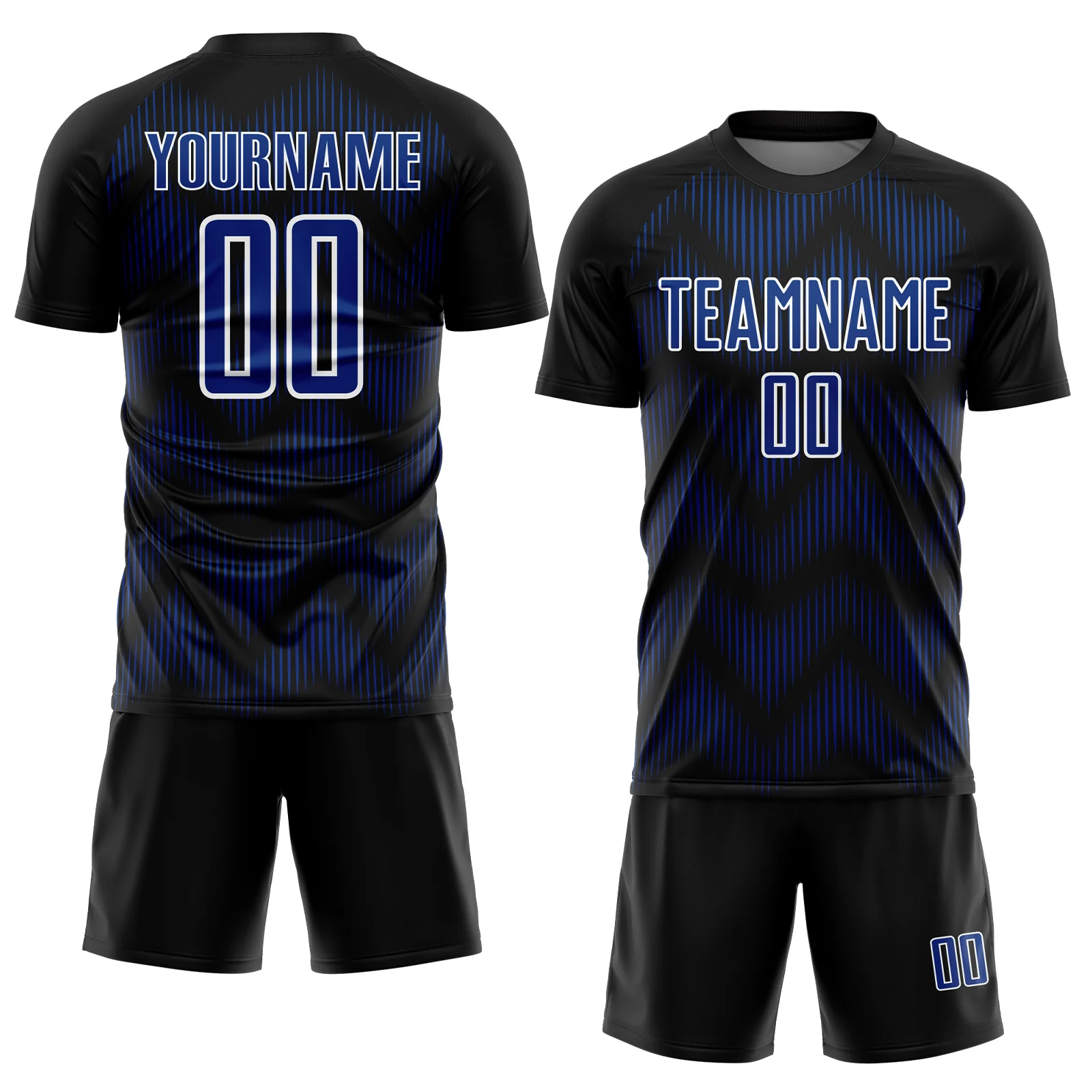 Custom Black Royal-White Line Sublimation Soccer Uniform Jersey - Image 2