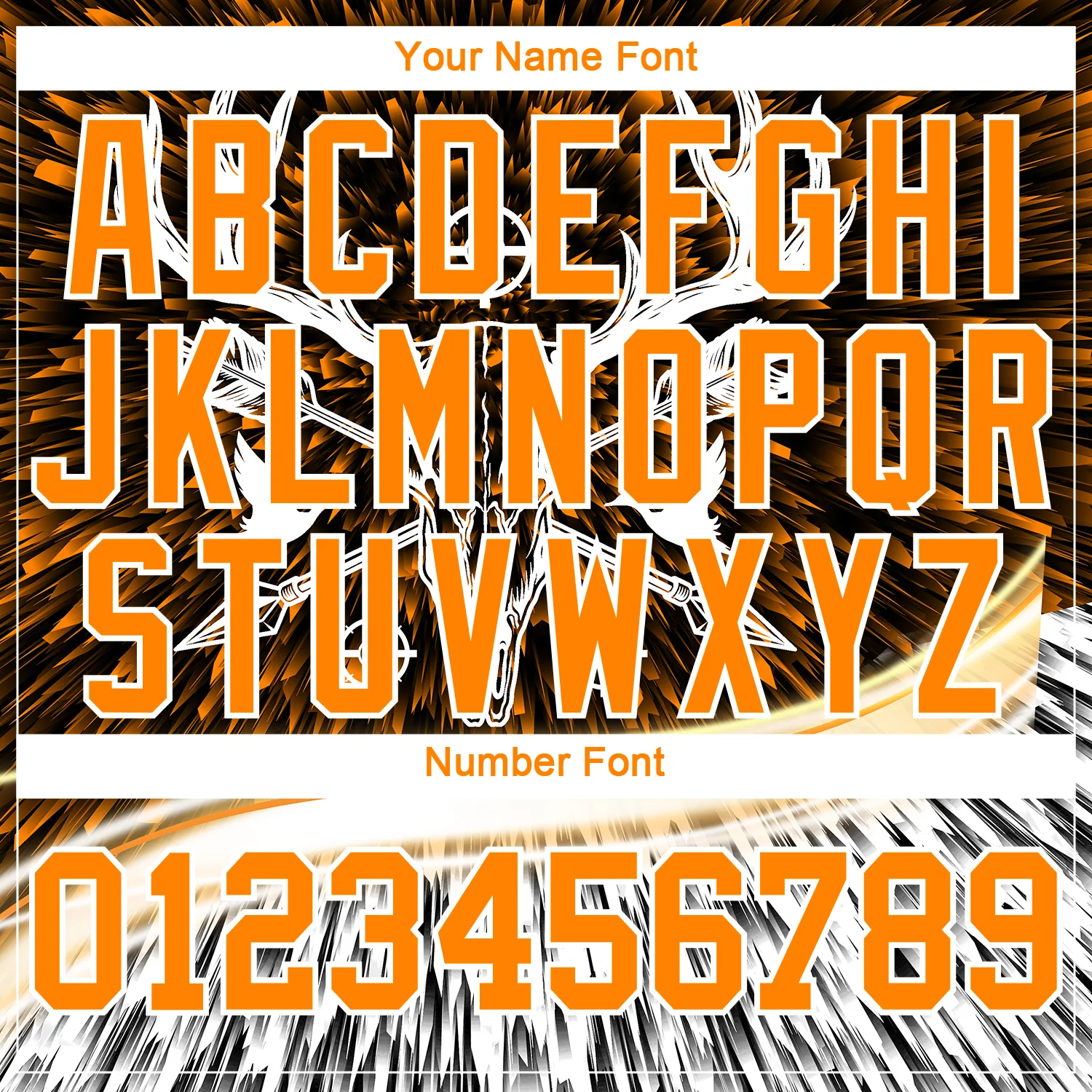 Custom Black Bay Orange-White 3D Animal Deer Hunting Tool Arrow Long Sleeve Performance T-Shirt - Image 4