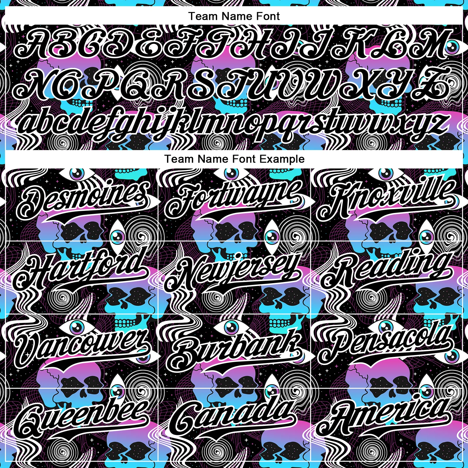 Custom Black White 3D Pattern Design Rave Psychedelic Skull Authentic Baseball Jersey - Image 4