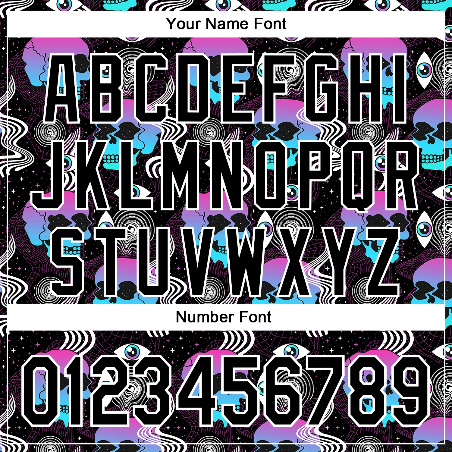 Custom Black White 3D Pattern Design Rave Psychedelic Skull Authentic Baseball Jersey - Image 5