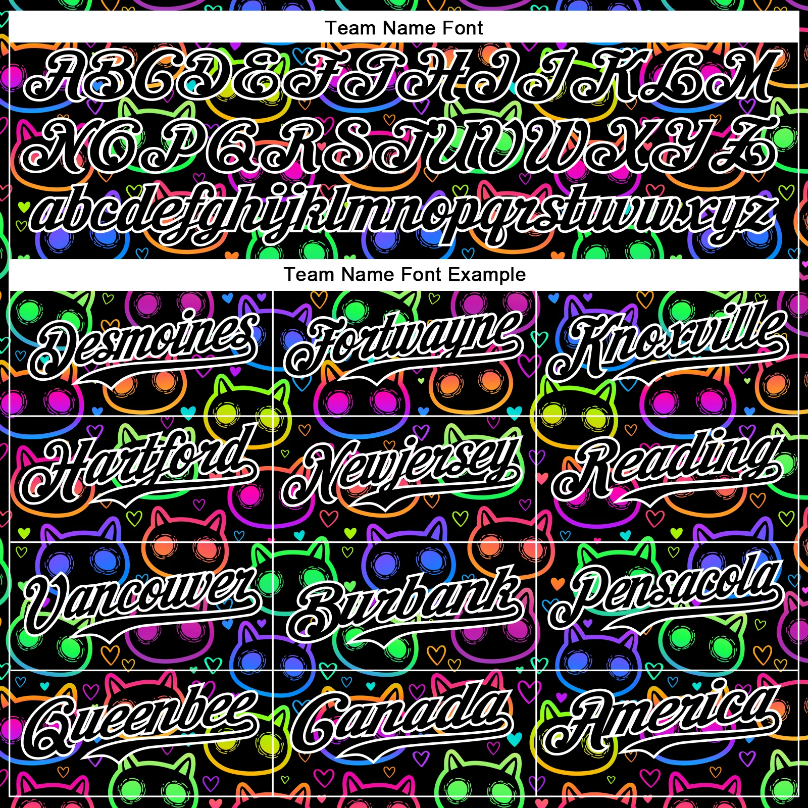 Custom Black White 3D Pattern Design Rave Psychedelic Neon Cartoon Cat Authentic Baseball Jersey - Image 4