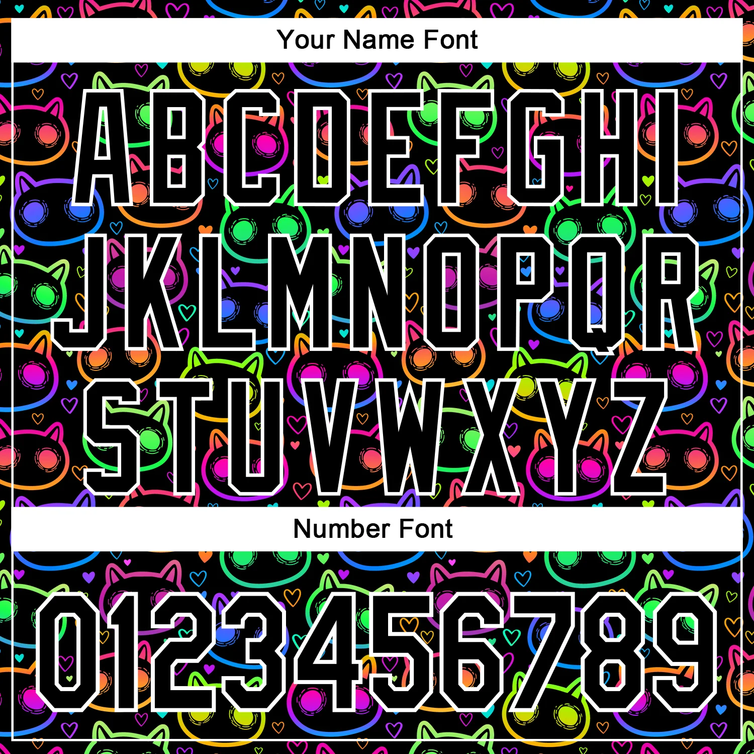Custom Black White 3D Pattern Design Rave Psychedelic Neon Cartoon Cat Authentic Baseball Jersey - Image 5