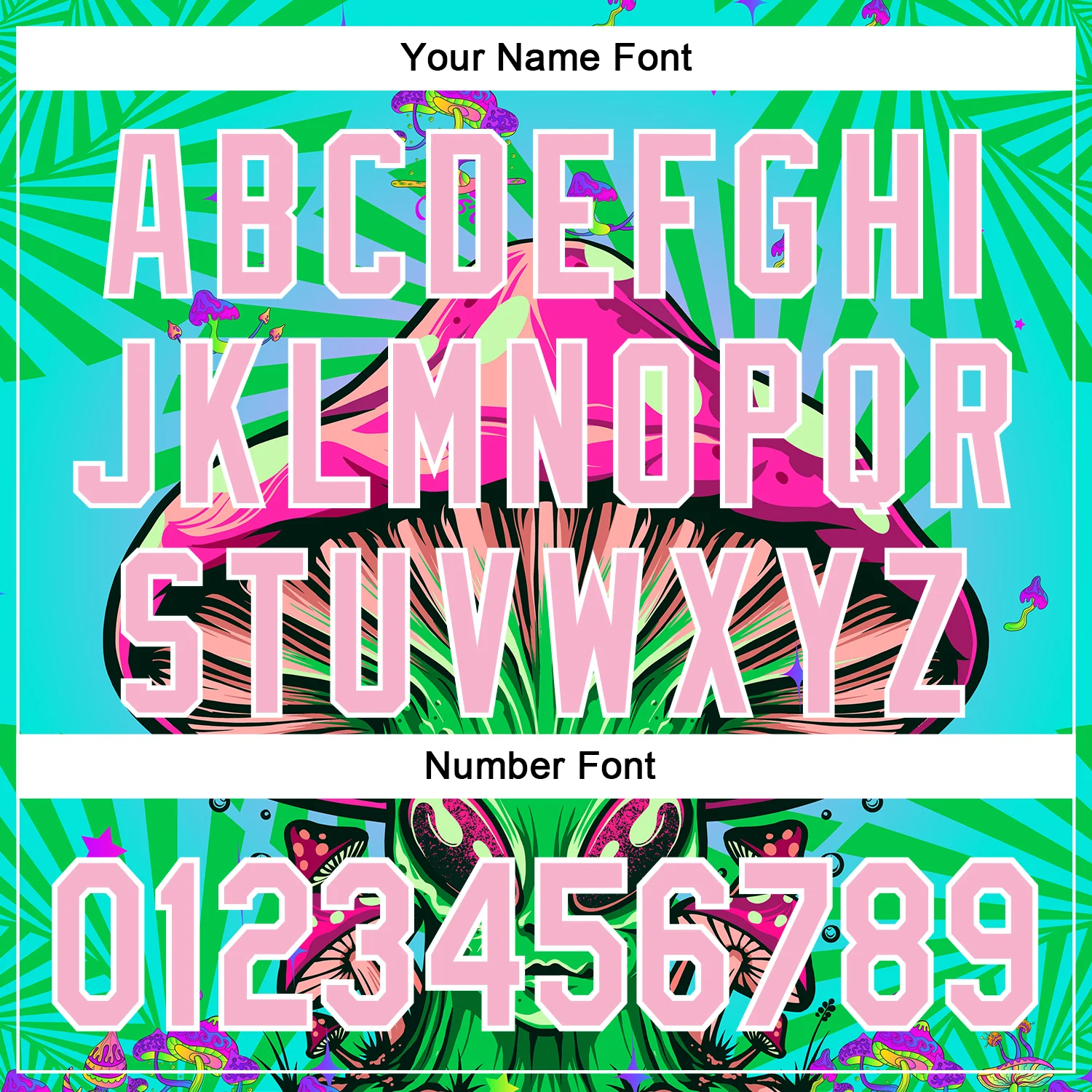 Custom Blue Light Pink-White 3D Pattern Design Trippy Magic Mushrooms Alien Authentic Baseball Jersey - Image 5