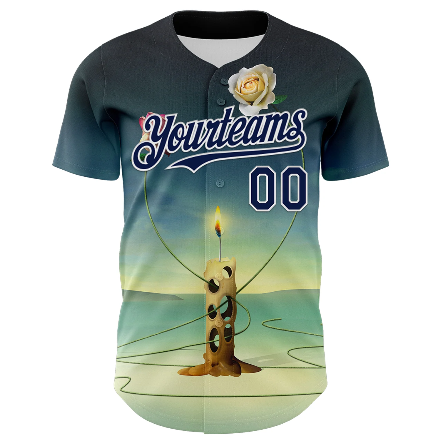 Custom Blue Navy-White 3D Marcel Caram The Dance Of The Roses Authentic Baseball Jersey - Image 2