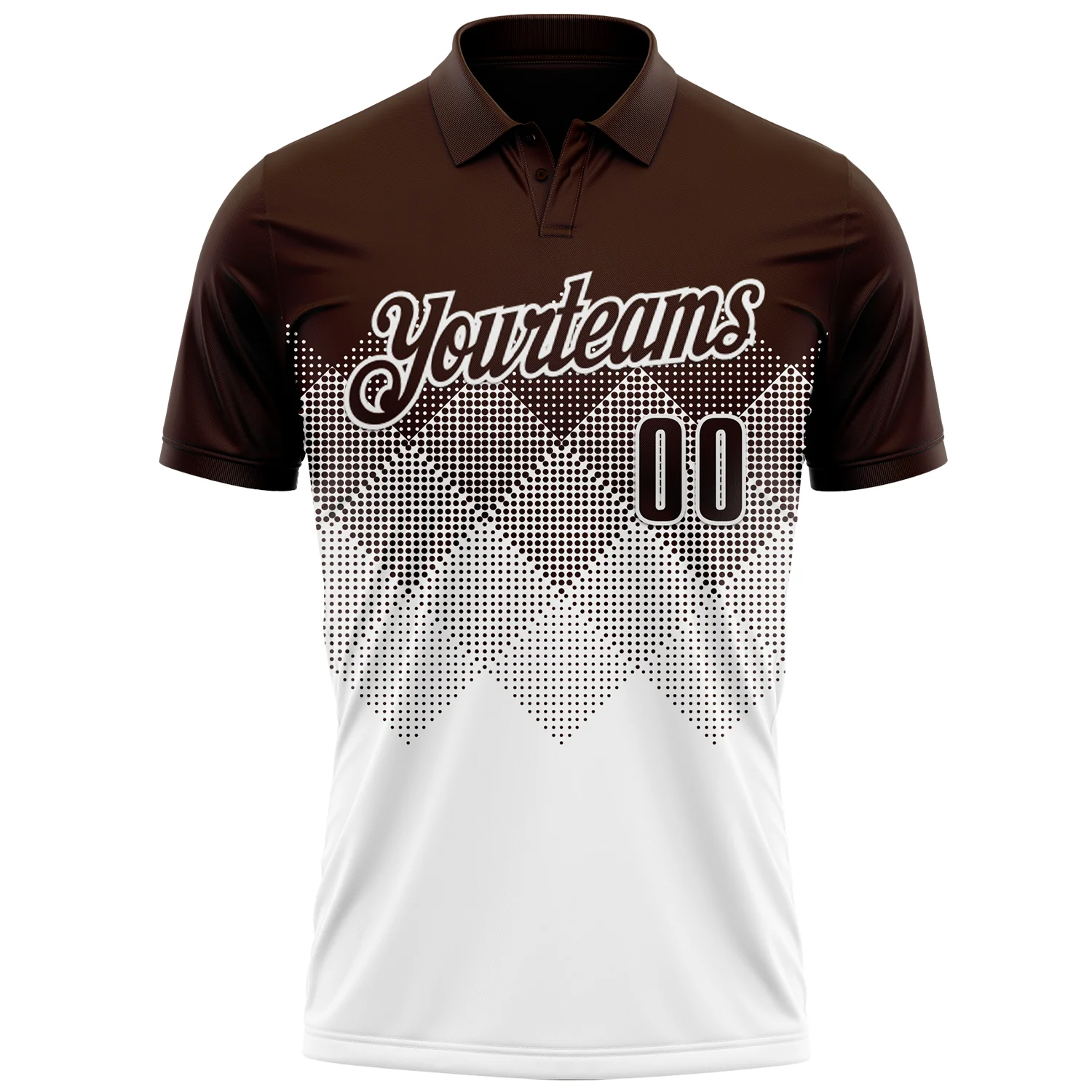 Custom Brown White 3D Gradient Square Shape Performance Polo Shirt - Image 2
