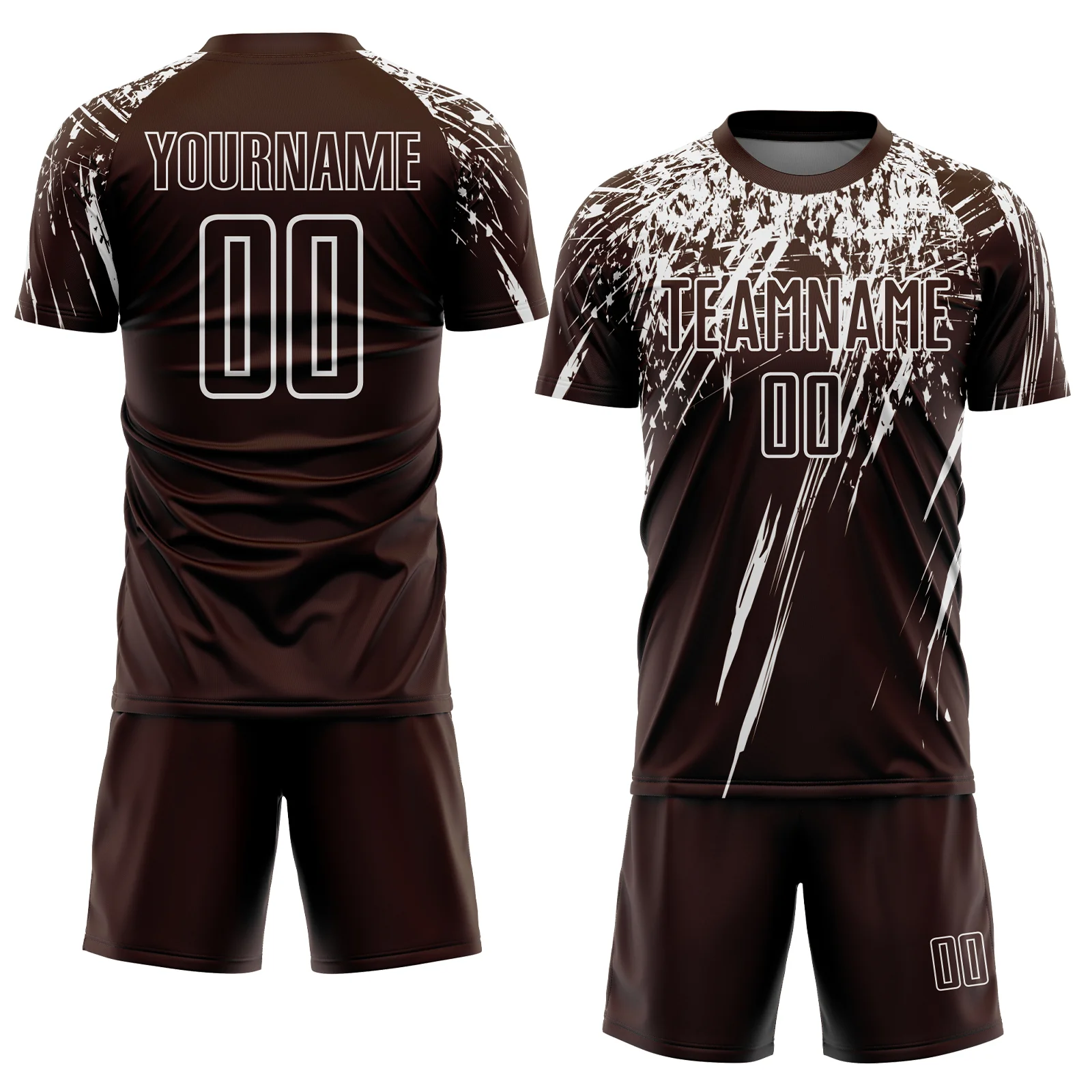 Custom Brown White Splash Sports Sublimation Soccer Uniform Jersey - Image 2