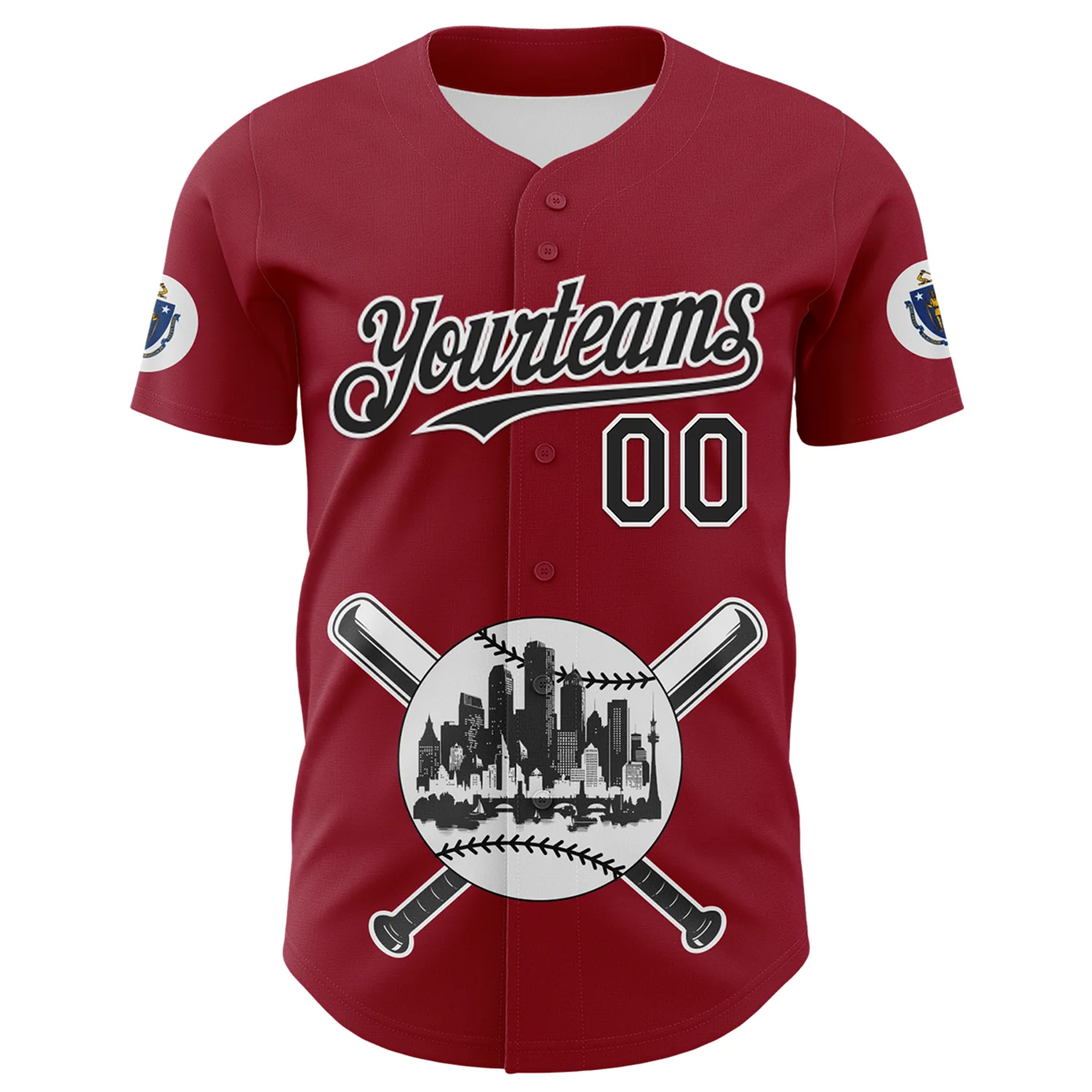Custom Cardinal Black-White 3D Urban City Edition Sports Authentic Baseball Jersey - Image 2