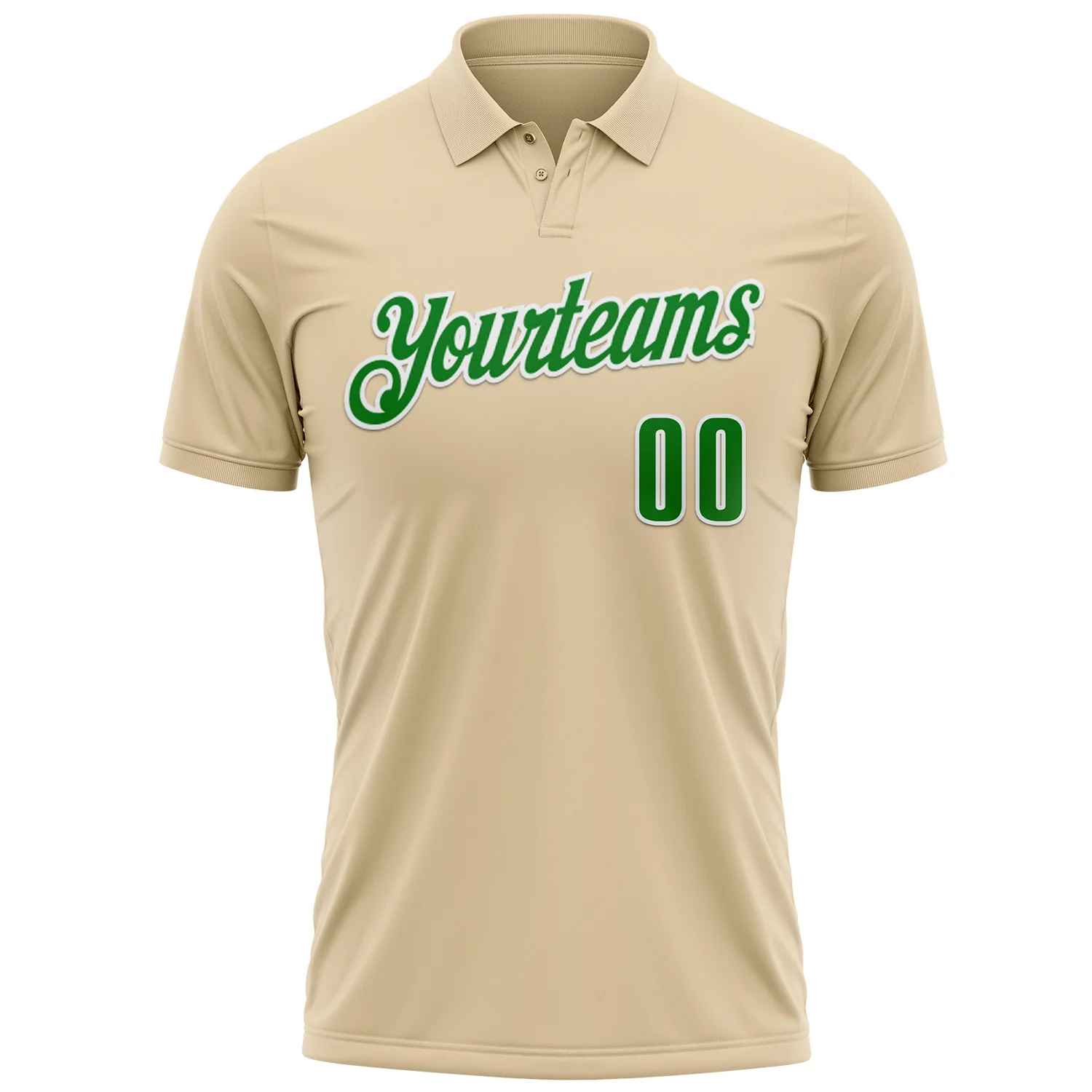 Custom City Cream Grass Green-White 3D Pattern Design Green Ribbon Liver Cancer Heart Performance Polo Shirt - Image 2