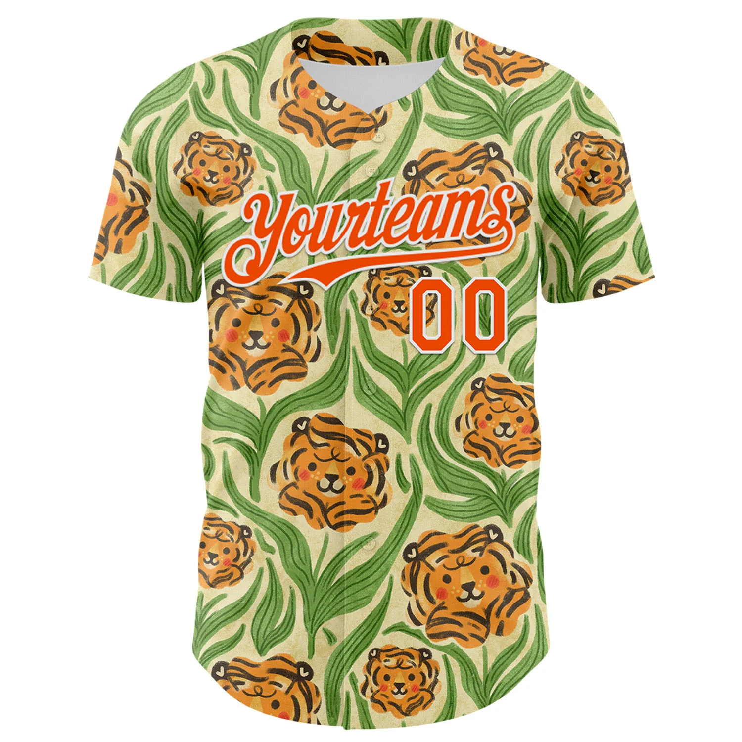 Custom Cream Orange-White 3D Emi Bee Tiger Lilies Authentic Baseball Jersey - Image 2