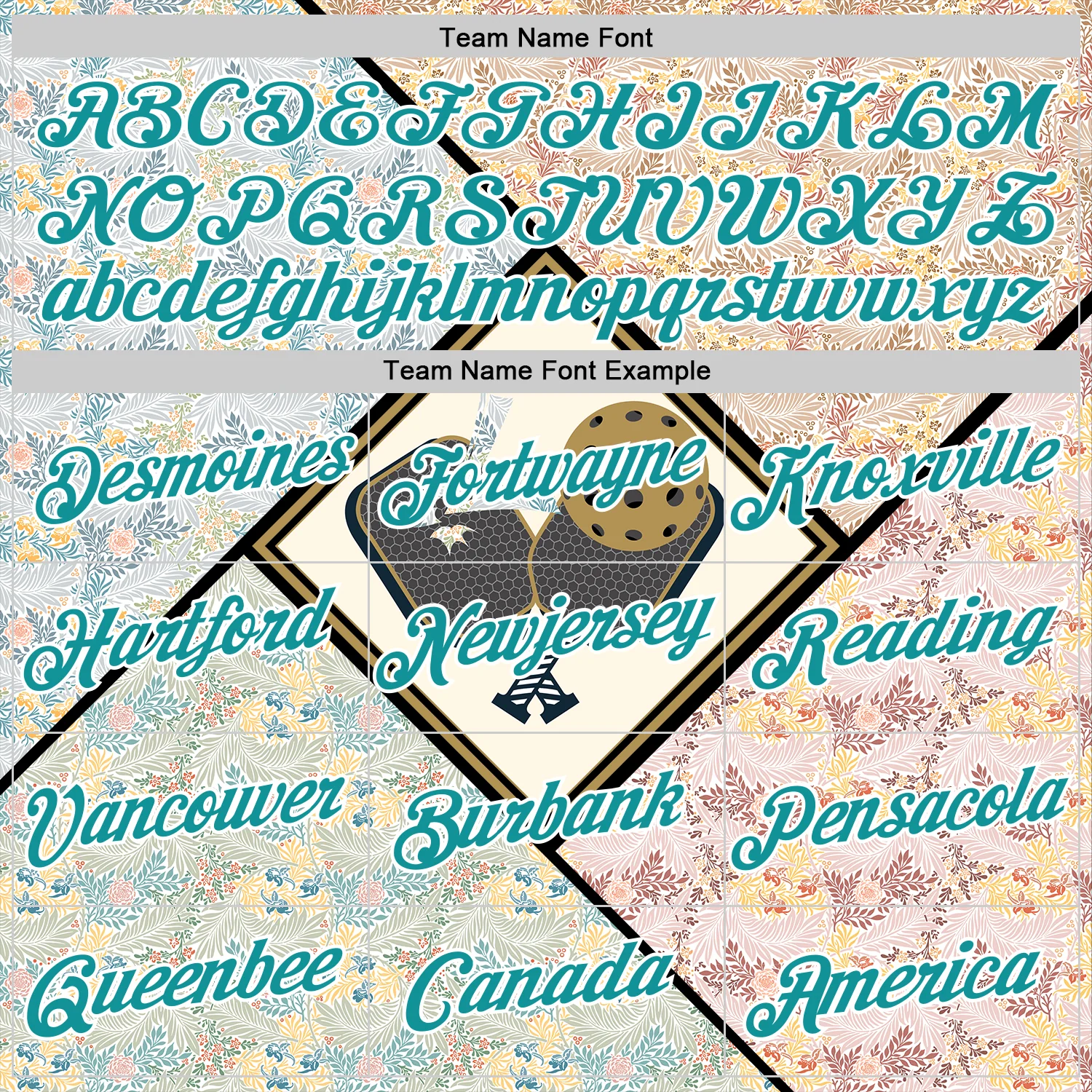 Custom Cream Teal-White 3D Pickleball Paddles Balls Floral Performance T-Shirt - Image 3