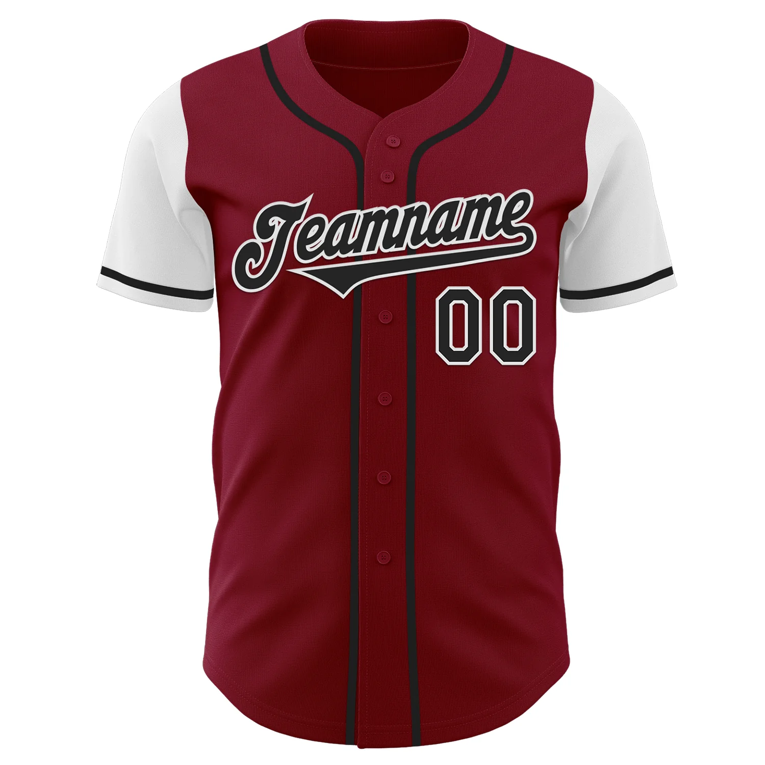 Custom Crimson Black-White Authentic Two Tone Baseball Jersey - Image 2