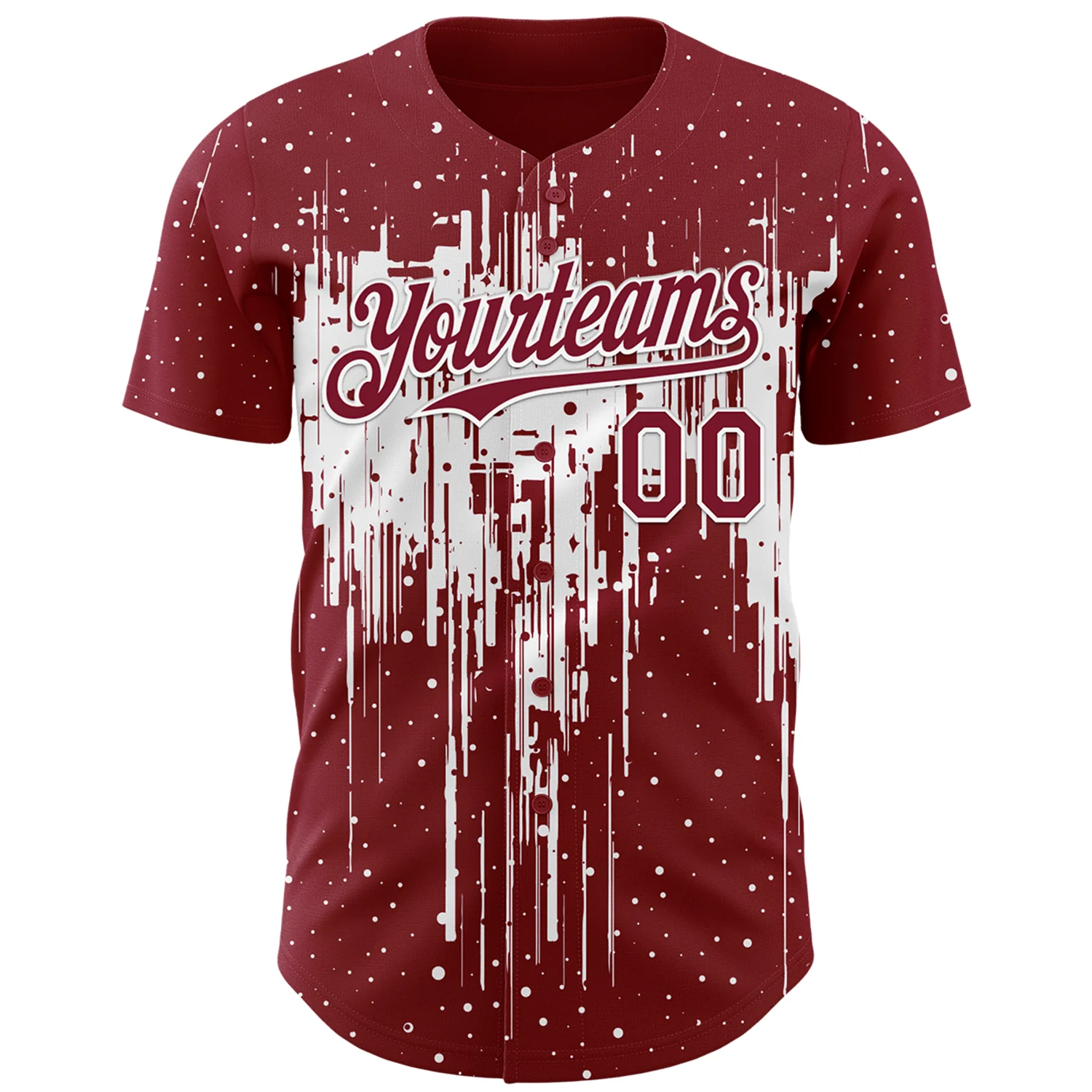Custom Crimson White Dripping Splatter Paint Authentic Baseball Jersey - Image 2