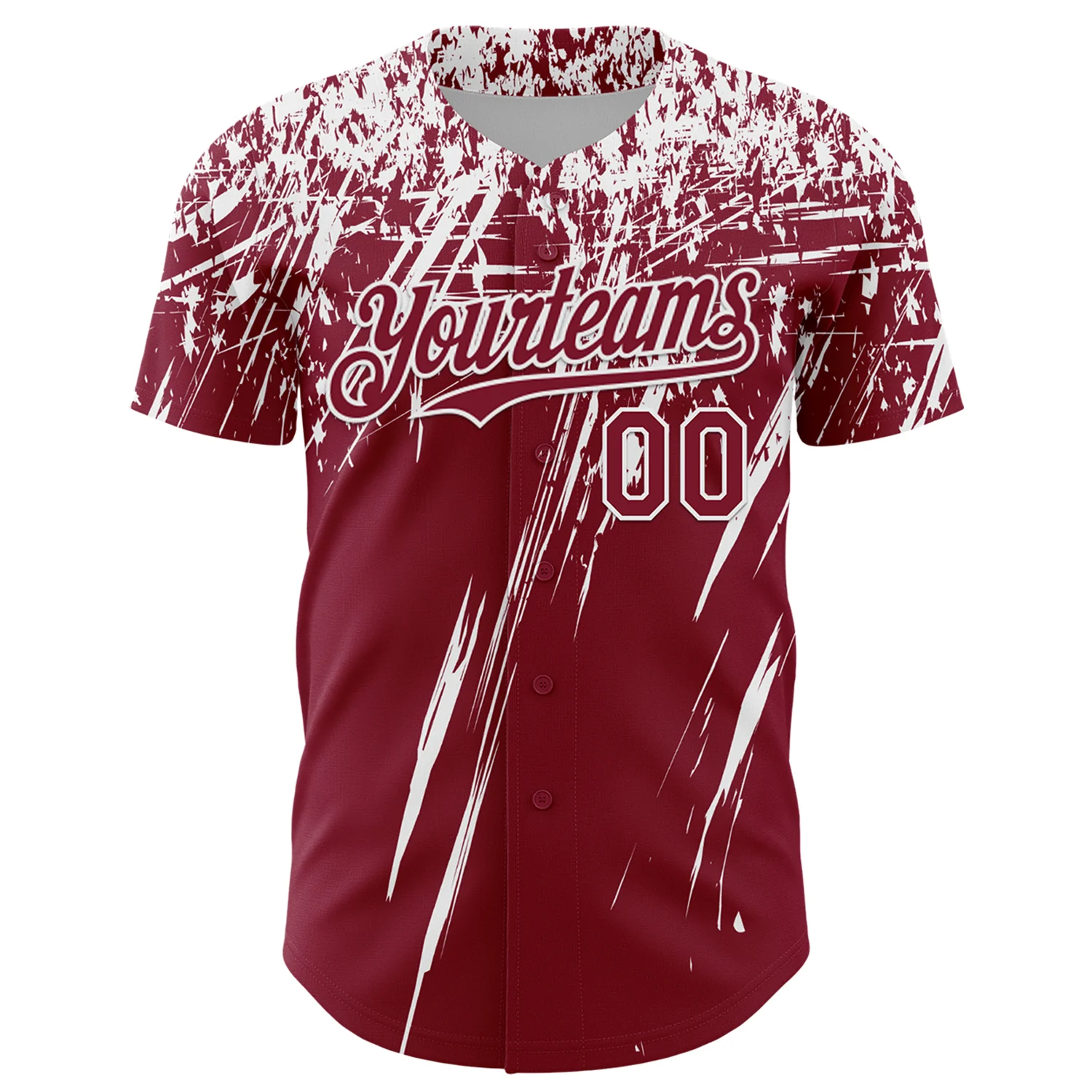 Custom Crimson White Distressed Scratch Brush Stroke Authentic Baseball Jersey - Image 2