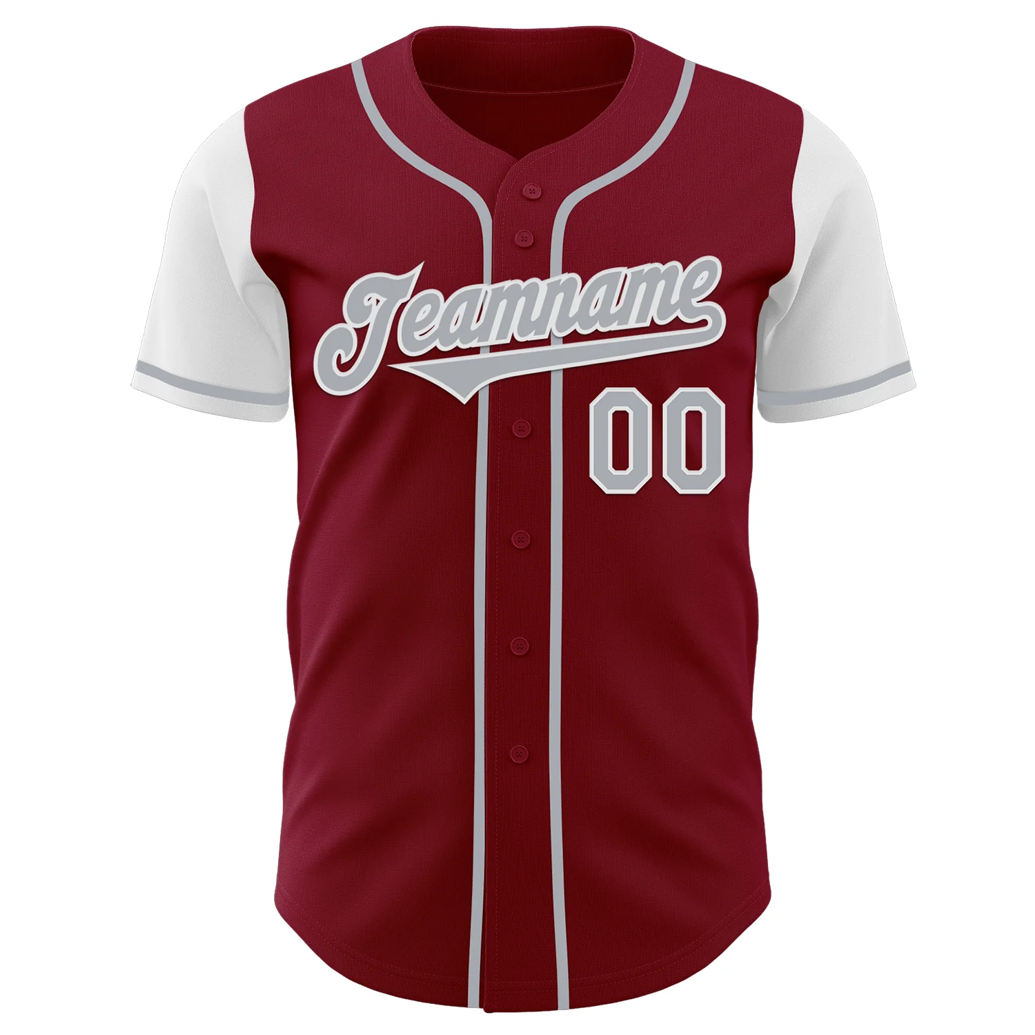 Custom Crimson Gray-White Authentic Two Tone Baseball Jersey - Image 2