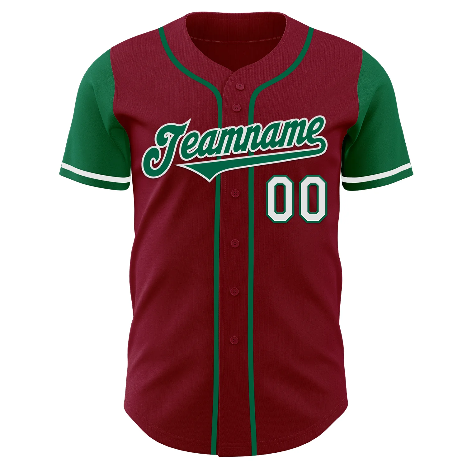 Custom Crimson Kelly Green-White Authentic Two Tone Baseball Jersey - Image 2