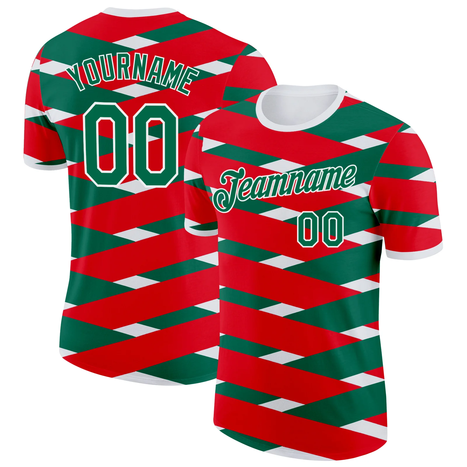 Custom Fire Red Kelly Green-White Mexico Soccer Jersey Performance T-Shirt