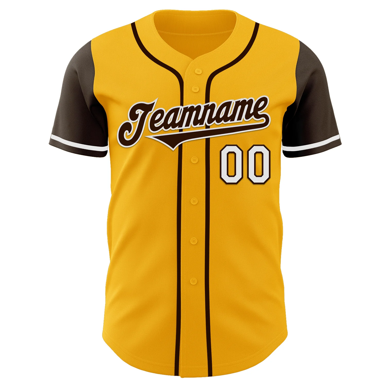 Custom Gold Brown-White Authentic Two Tone Baseball Jersey - Image 2