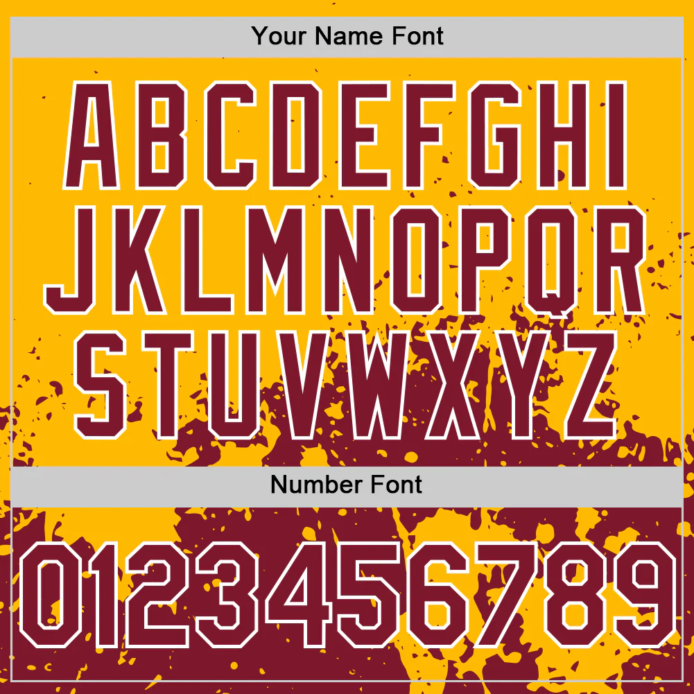 Custom Gold Crimson-White Abstract Splatter Grunge Authentic Baseball Jersey - Image 5