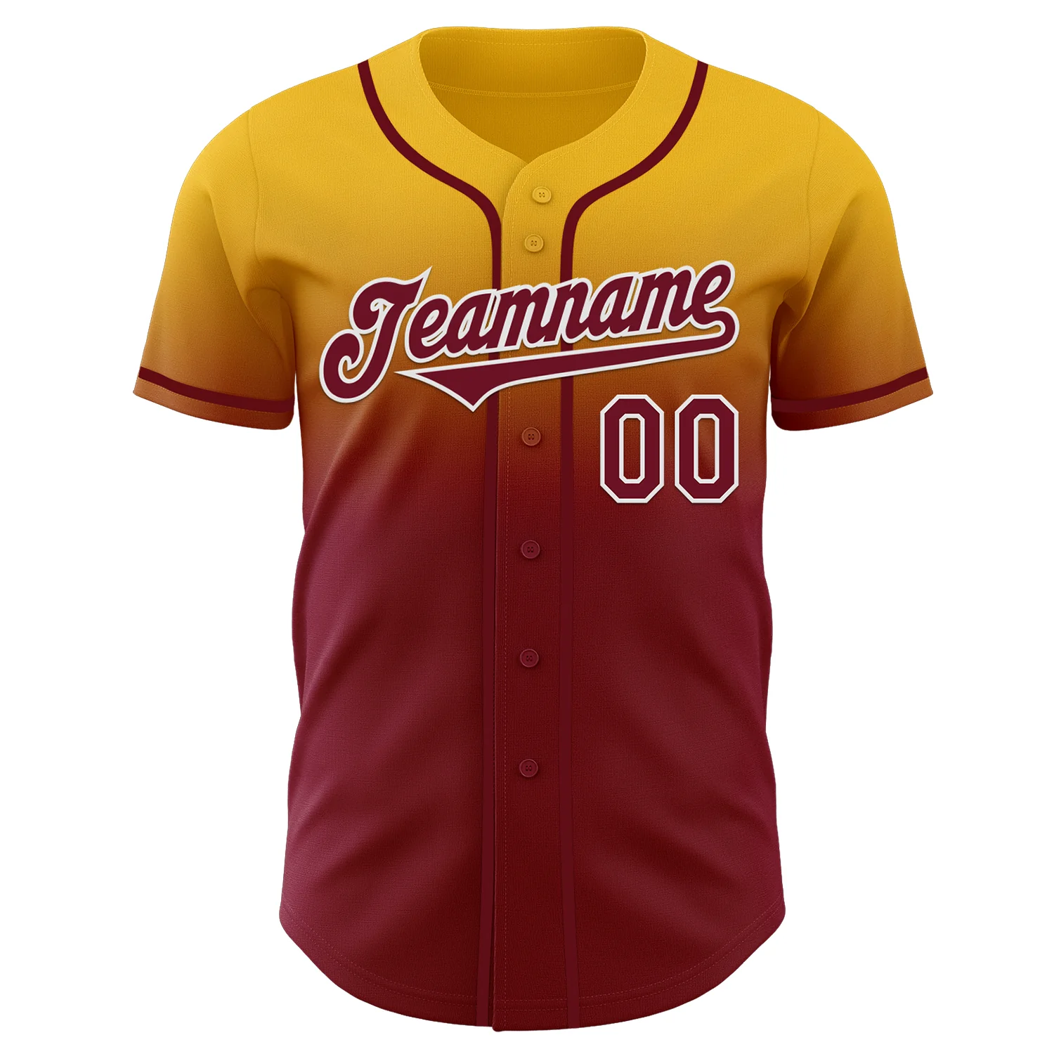 Custom Gold Crimson-White Authentic Fade Fashion Baseball Jersey - Image 2