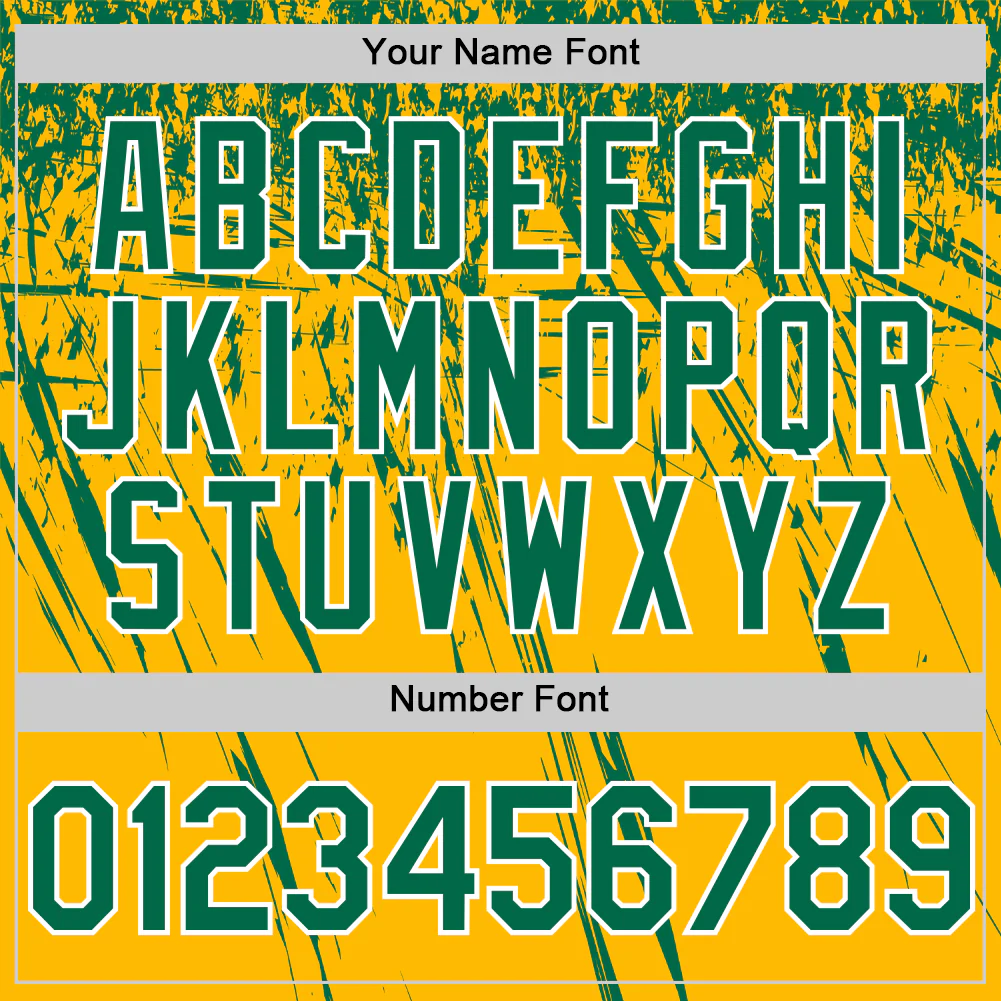 Custom Gold Kelly Green-White Distressed Scratch Brush Stroke Authentic Baseball Jersey - Image 5