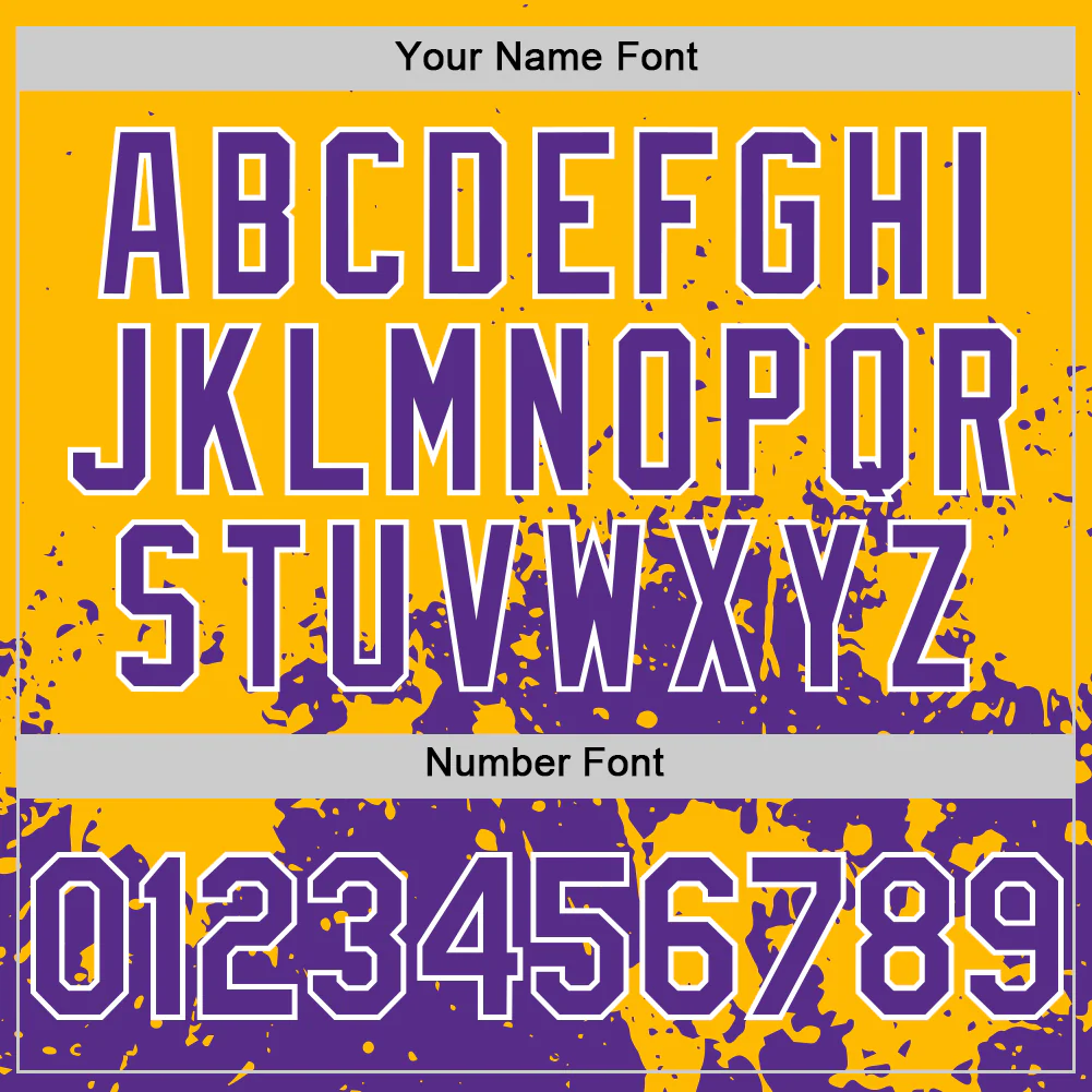 Custom Gold Purple-White Abstract Splatter Grunge Authentic Baseball Jersey - Image 5