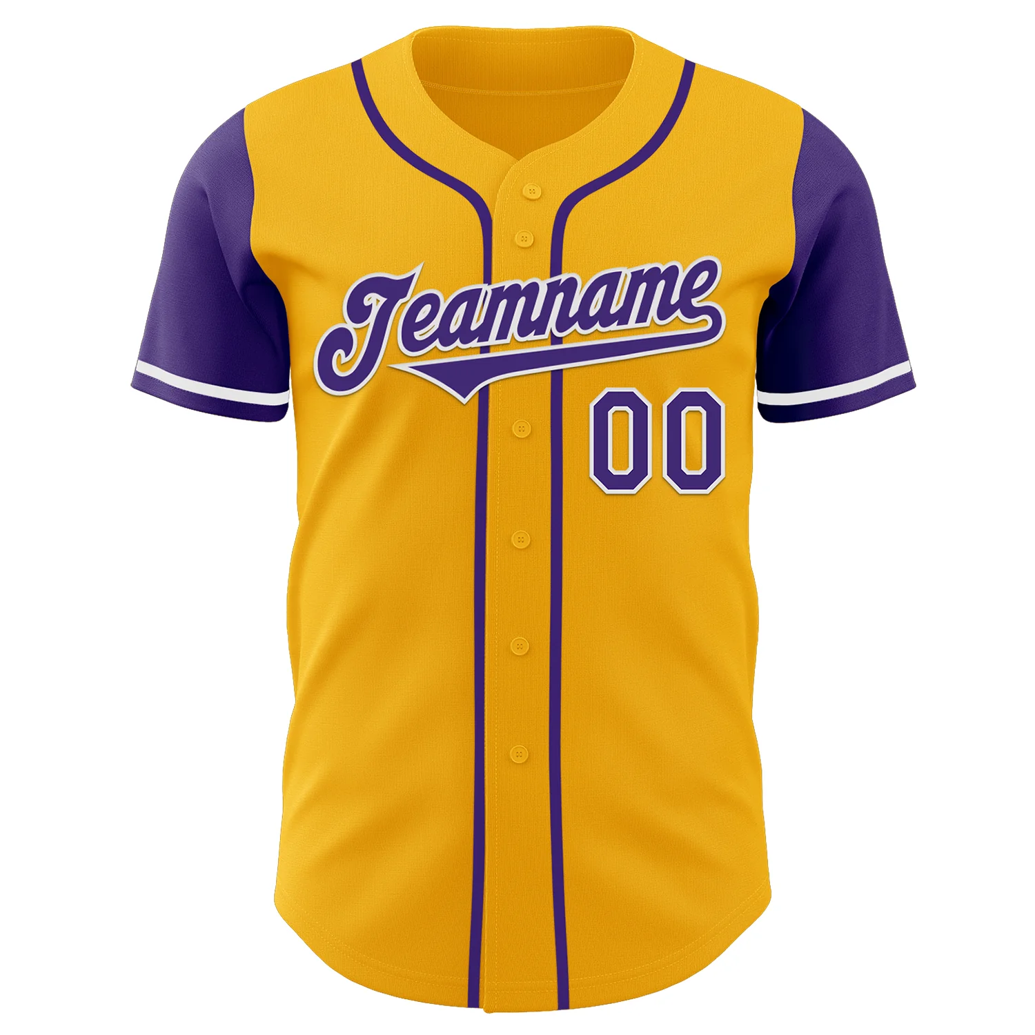 Custom Gold Purple-White Authentic Two Tone Baseball Jersey - Image 2