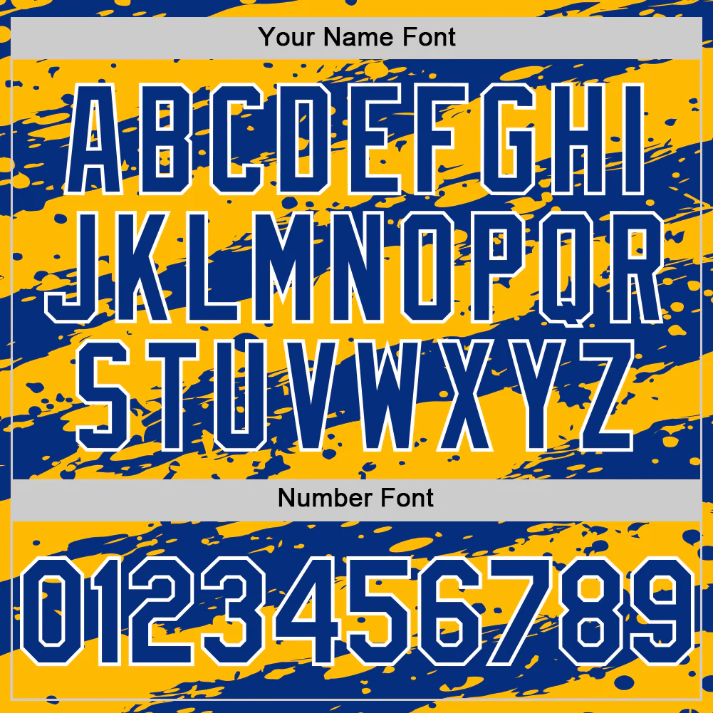 Custom Gold Royal-White Paint Splash Stripe Authentic Baseball Jersey - Image 5